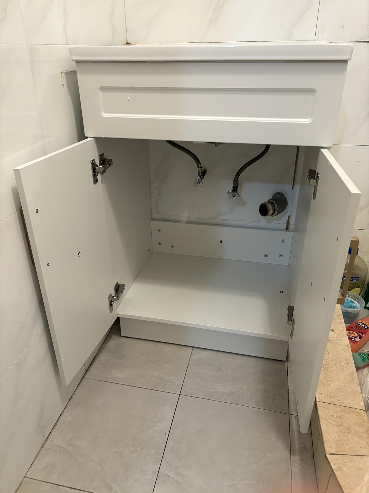 OLD CAPTAIN Bathroom Vanity with Ceramic Sink, 36 Inch Wall Mounted Bathroom Floating Vanity, Bathroom Sink Vanity with 2 Doors, Bathroom Vanity Cabinet, White customer photo 1
