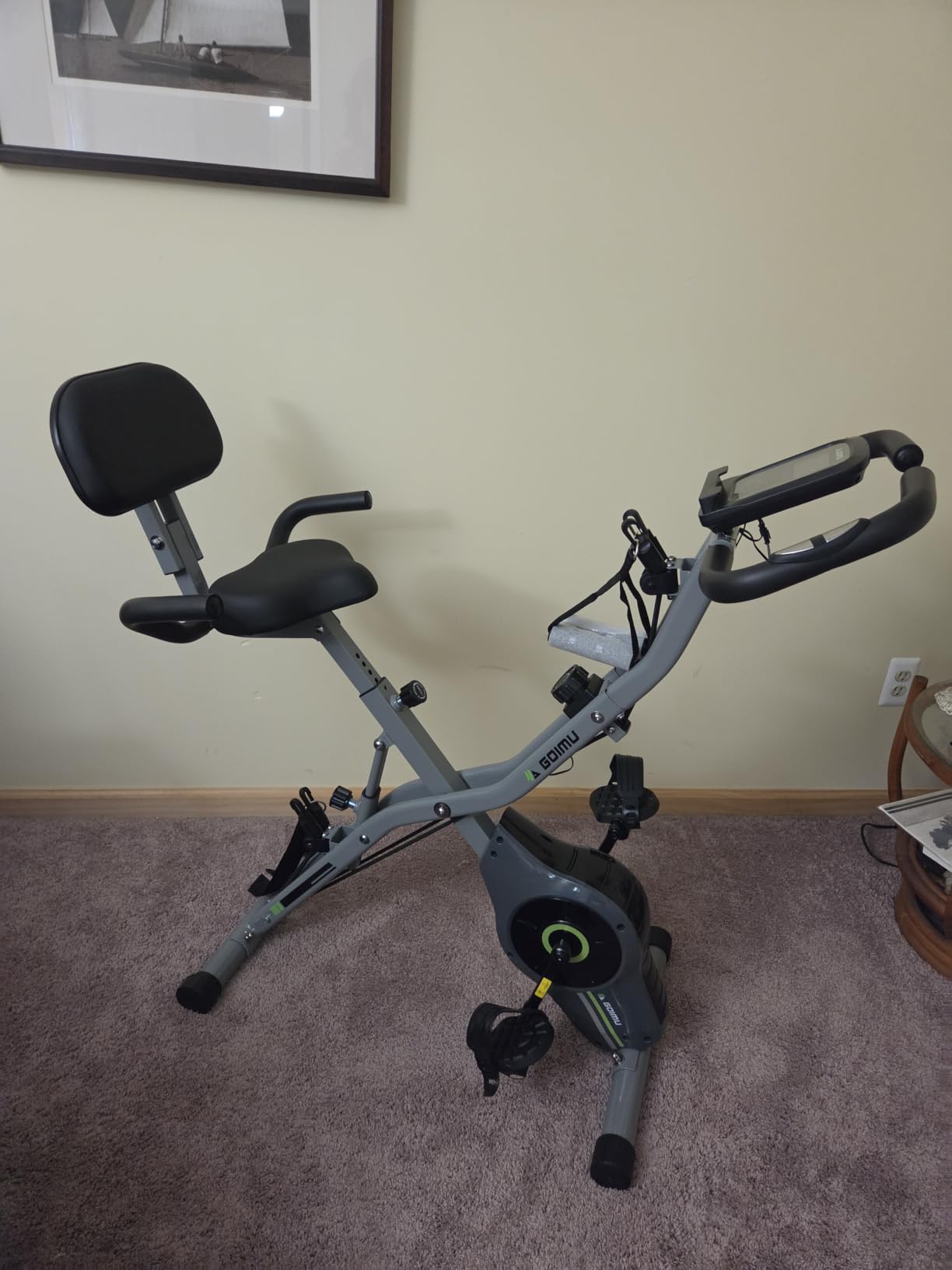 Exercise Bike, 5 in 1 Foldable Stationary Bike for Seniors, 16-Level Adjustable Magnetic Resistance, Indoor Workout Bike with 330LB Capacity, Comfortable Seat Backrest X-bike customer photo 2