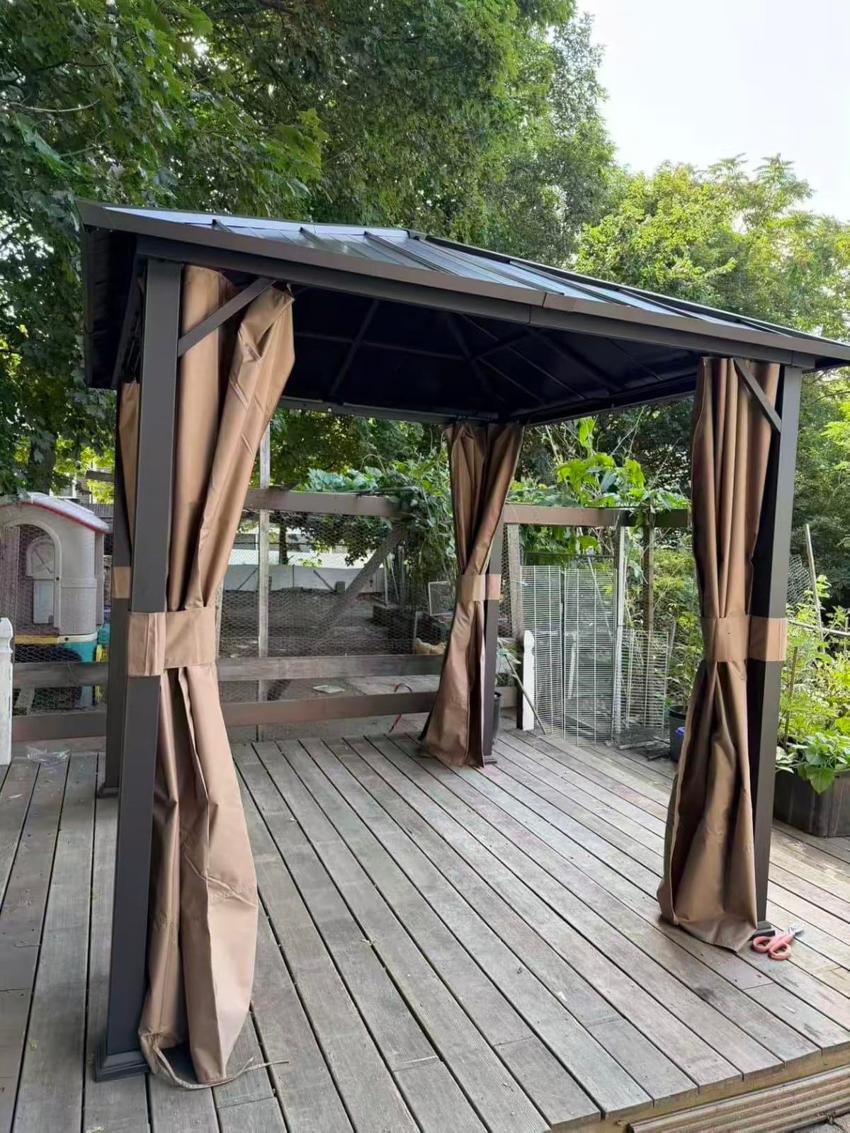 Modern Shade Hardtop Gazebo 10x12 with 4 LED Lights for Backyard, Black | Hard Top Gazebo with Galvanized Steel Double Roof, All-Weather Metal Gazebo with Sturdy Hooks, Mosquito Net for Patio, Garden customer photo 2