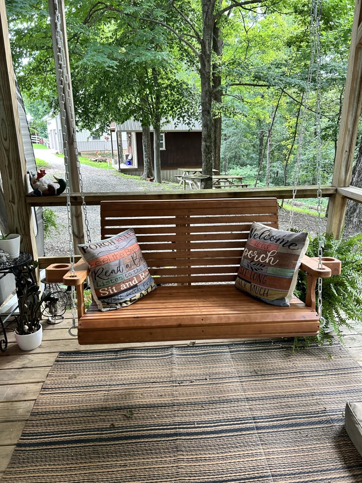 Fortune Candy Wooden Porch Swing 2-Seater, Cedar Tone, 4 FT Extra Large customer photo 1