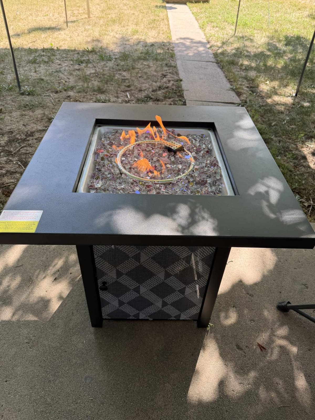 Ciays 43″ Fire Pit Table with Glass Beads & Lid, CSA-Certified Gas Fire Pit with Cup Holders, Hanging Shelf & Nylon Cover, Large Outdoor Fire Pit for Patio/Porch/Deck, 60,000 BTU Heat Output, CIFPT9B customer photo 2