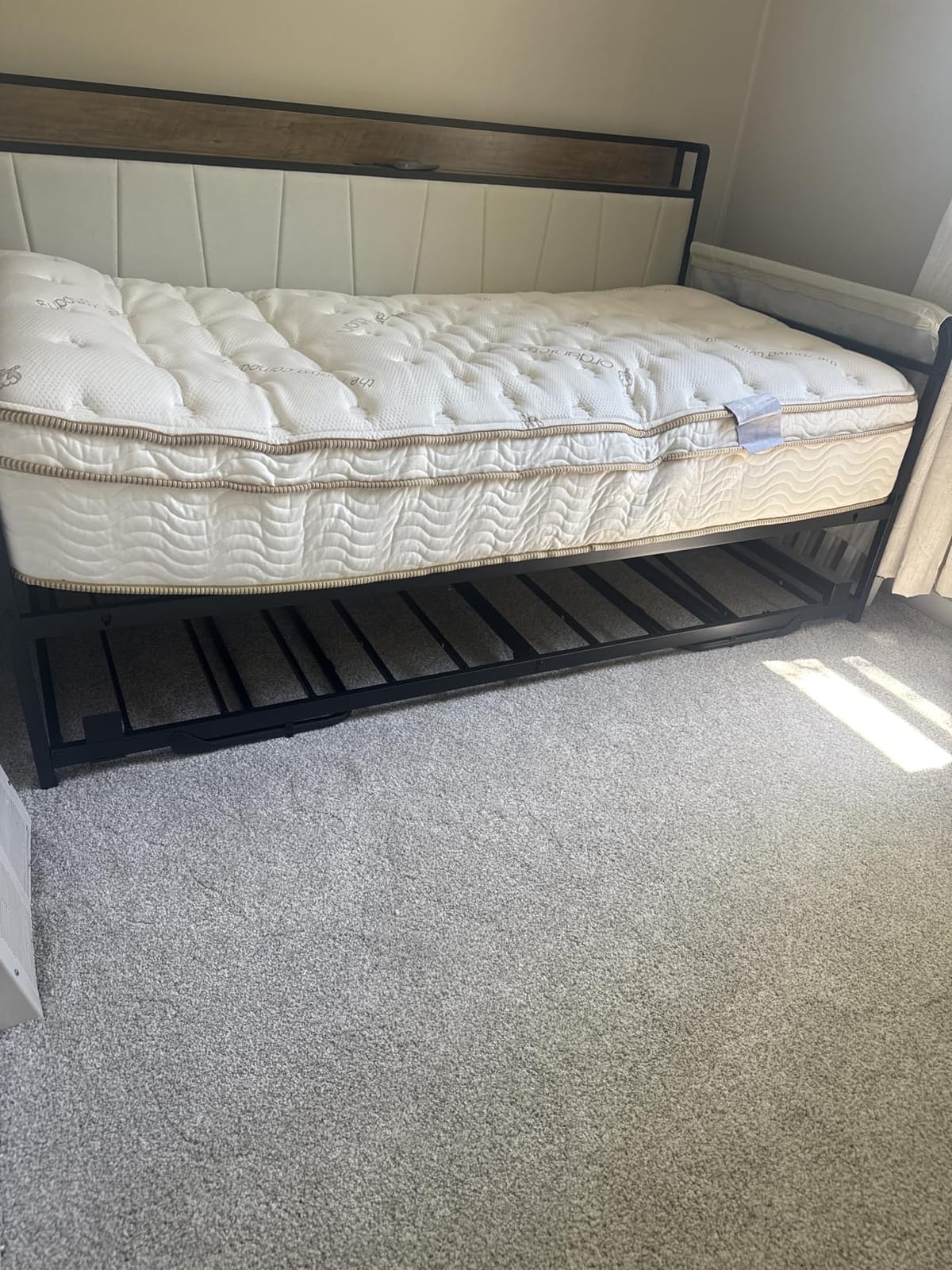 LIKIMIO Twin Daybed, Day Bed Frame with Pop Up Trundle, Grey customer photo 2