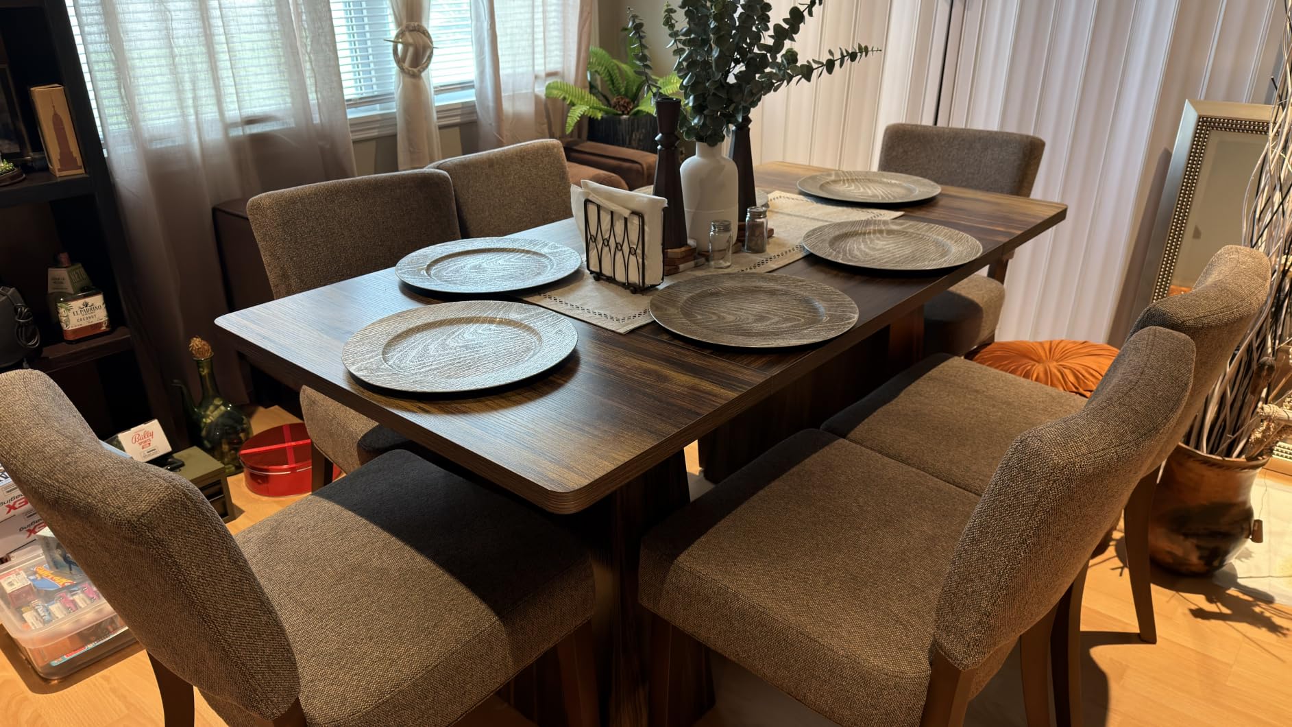 LITTLE TREE Dining Table for 6 People, Wooden Dining Table, Rectangle Table with Heavy Duty Legs, Modern Dining Table for Kitchen, Dining Room, Light Brown customer photo 1