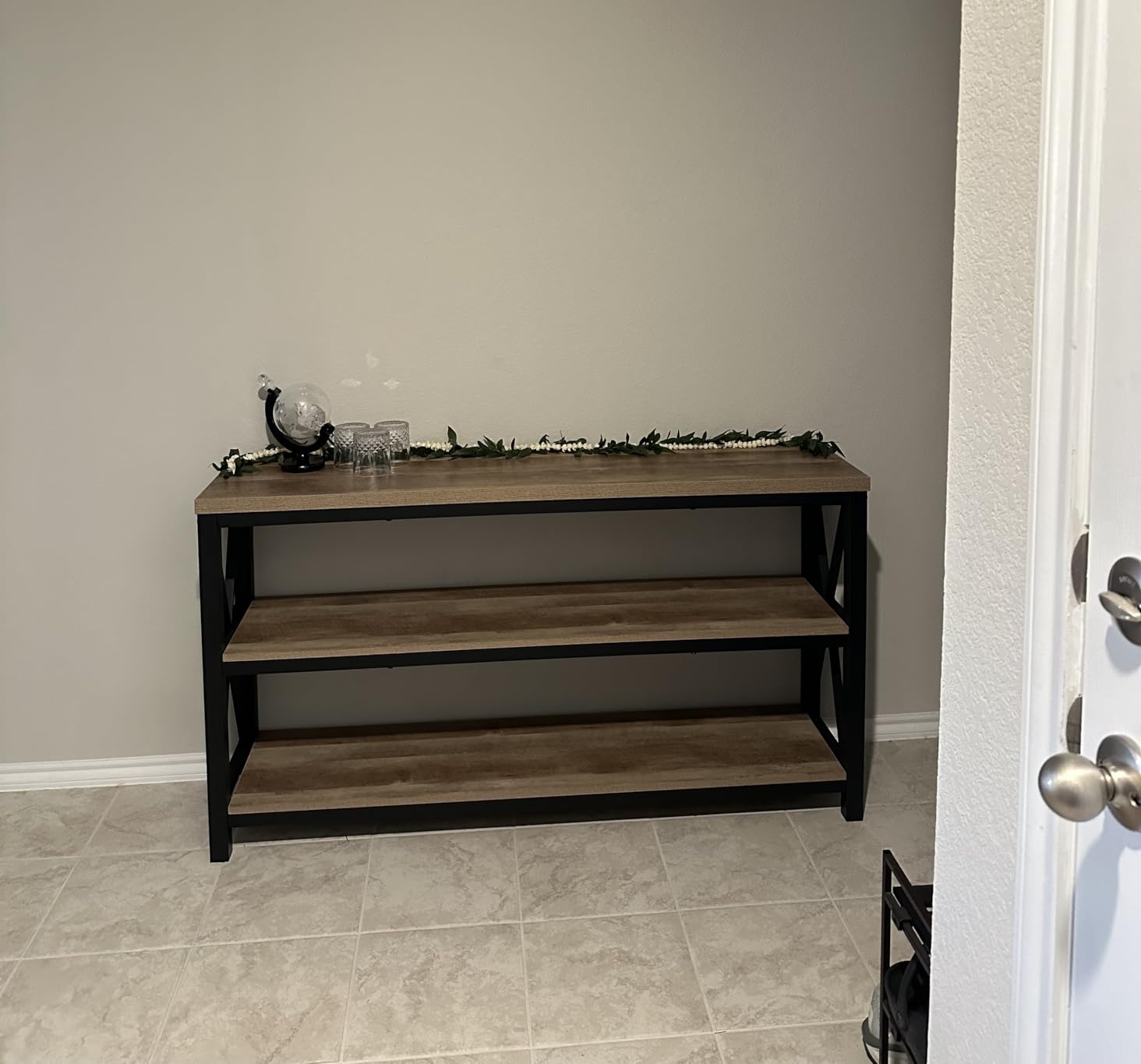 FATORRI Console Table for Entryway, 55 Inch Modern Entry Table with 3 Tier Shelves, Couch Tables Behind Sofa for Living Room, Dark Walnut customer photo 1