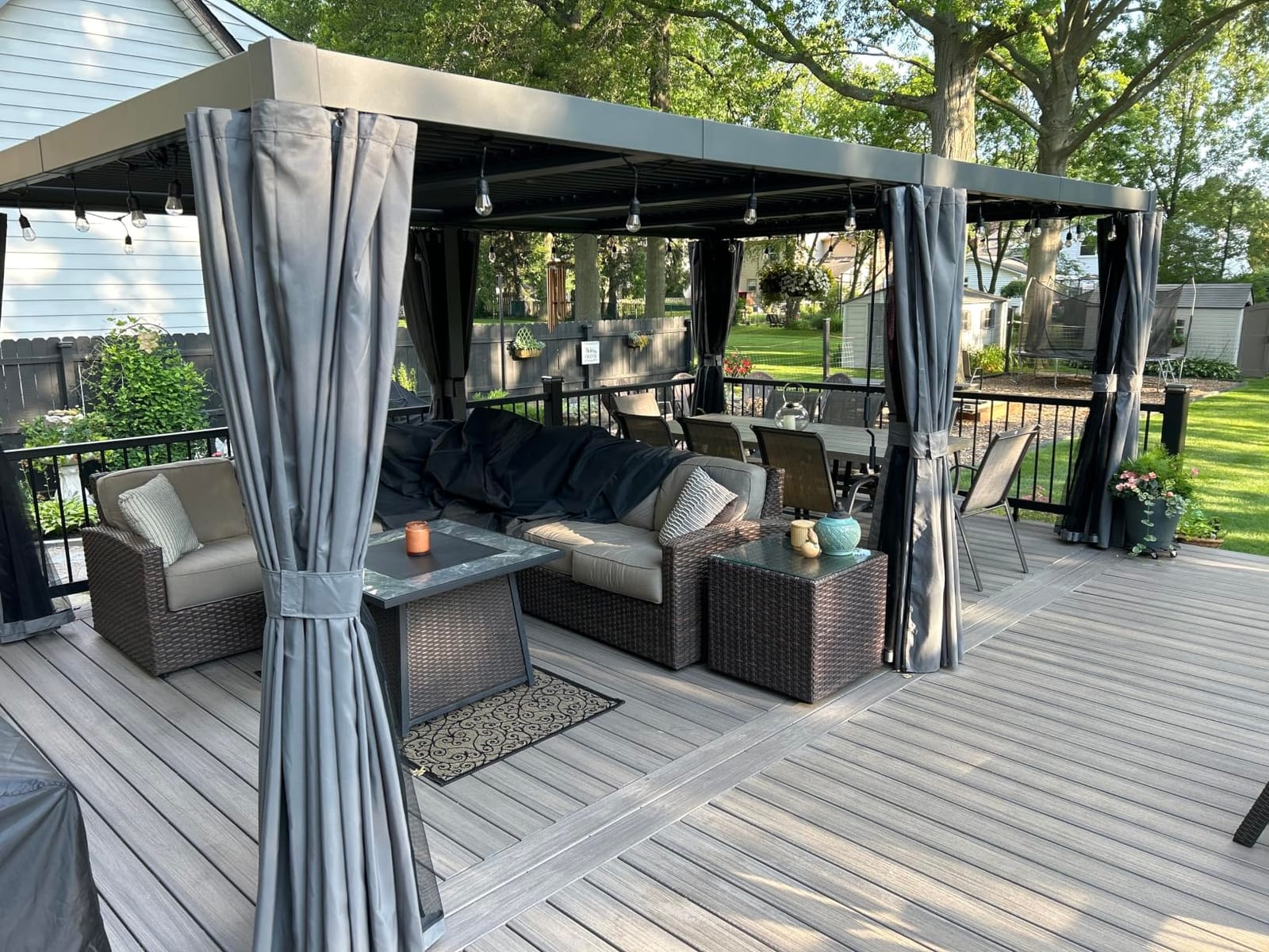 Aoxun Louvered Pergola 10x10 All-Aluminum, Waterproof Curtains and Netting customer photo 1