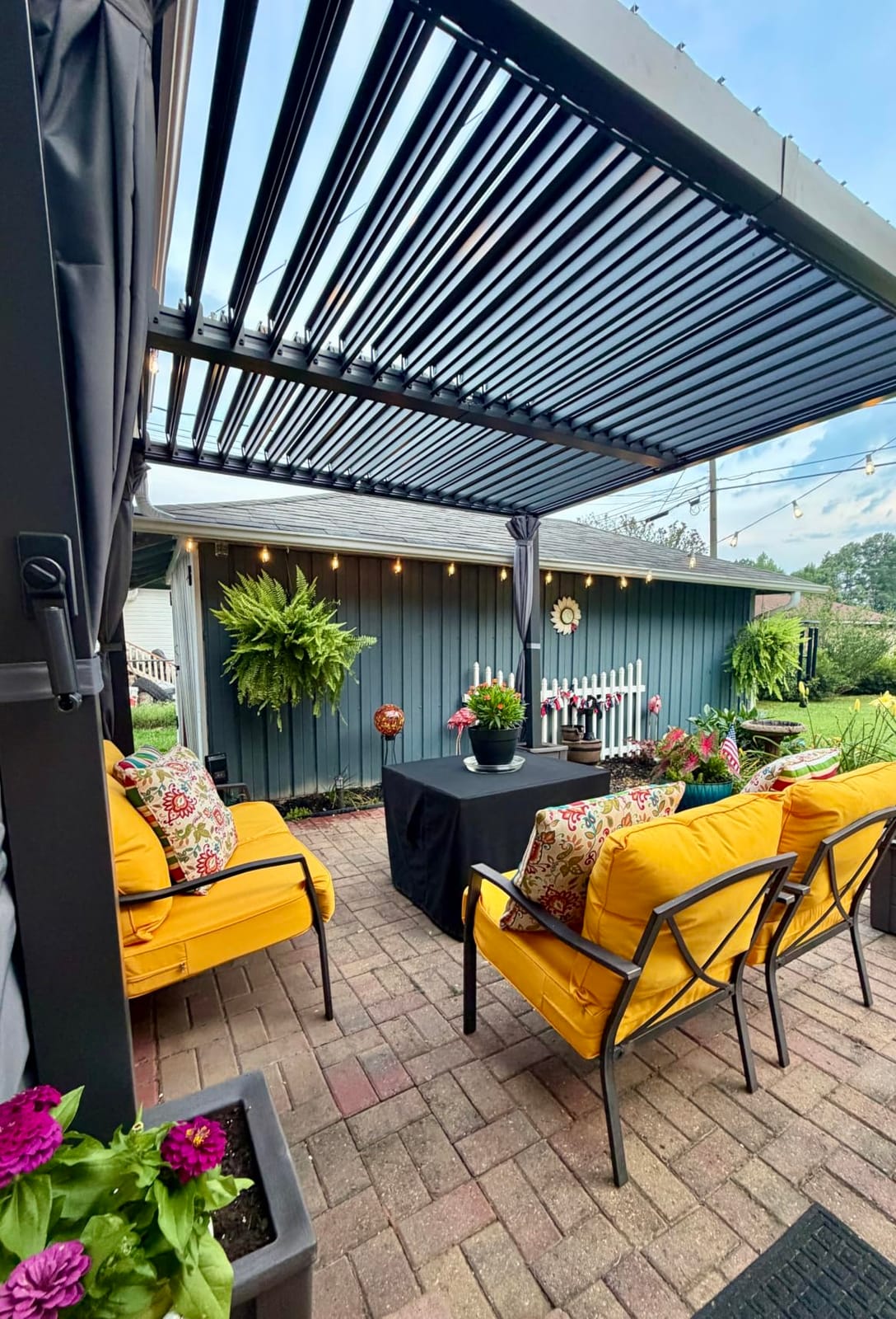 Aoxun Louvered Pergola 10x10 All-Aluminum, Waterproof Curtains and Netting customer photo 2