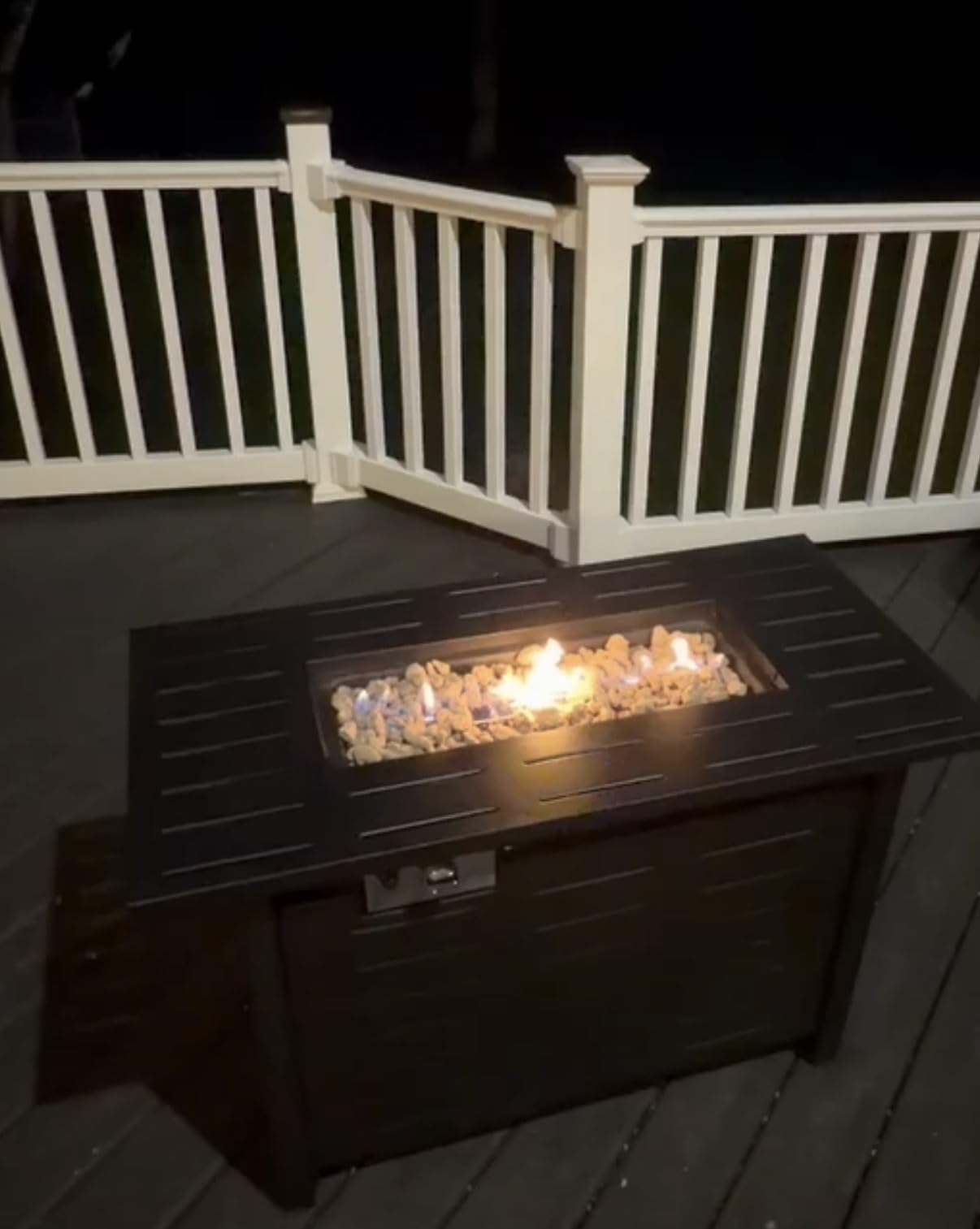 Aoxun 41 Inch Propane Fire Pit–50,000 BTU Gas Fire Pit Table with Removable Lid & Lava Rocks, Rectangle Firepit Table for Outside, Patio, Deck, Backyard, Black customer photo 1