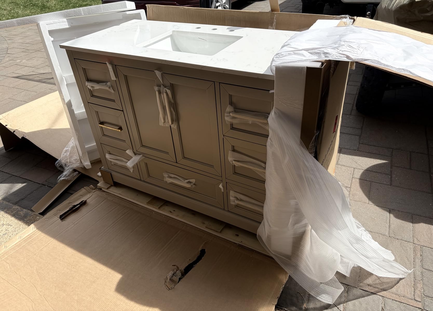 36 Inch Bathroom Vanity with Sink Combo, Greige customer photo 2
