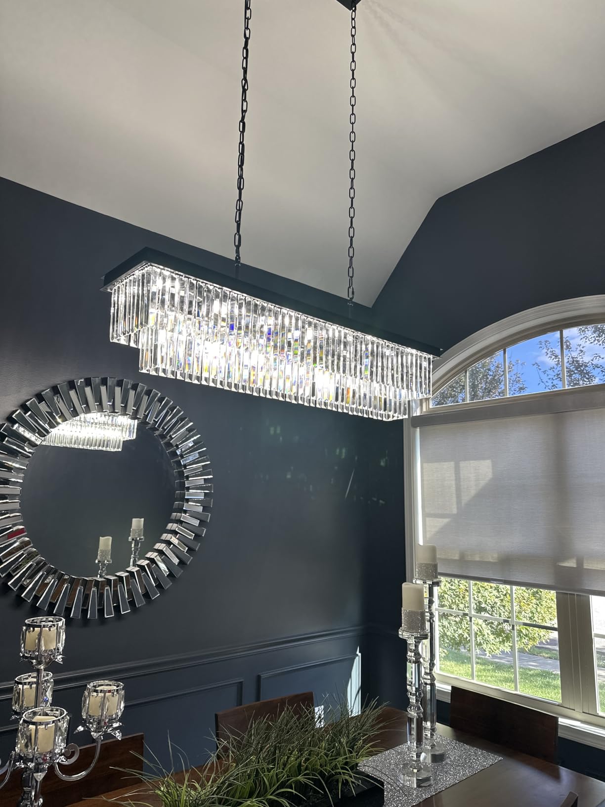Weesalife Black Crystal Chandeliers for Dining Room，9-Lights L28 Inch customer photo 2
