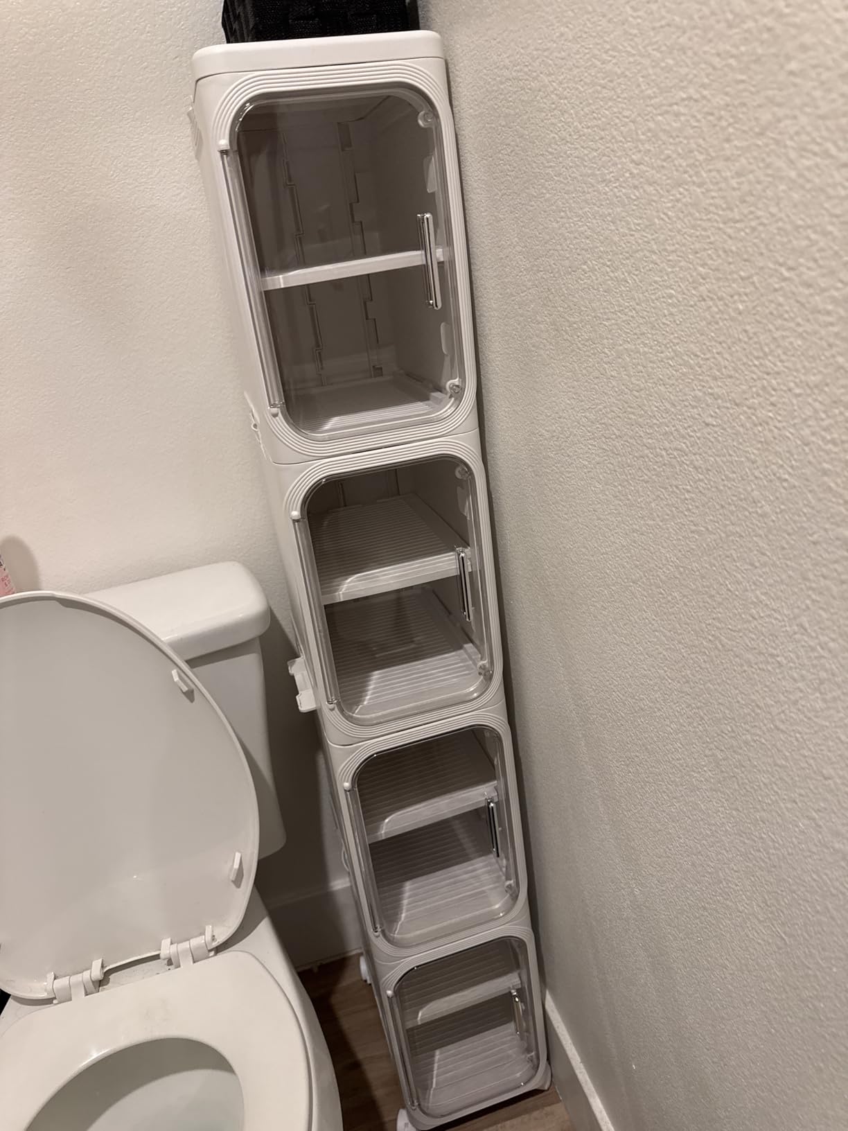 Narrow Slim Bathroom Storage Cabinet with Wheels, 4-Tier White customer photo 1