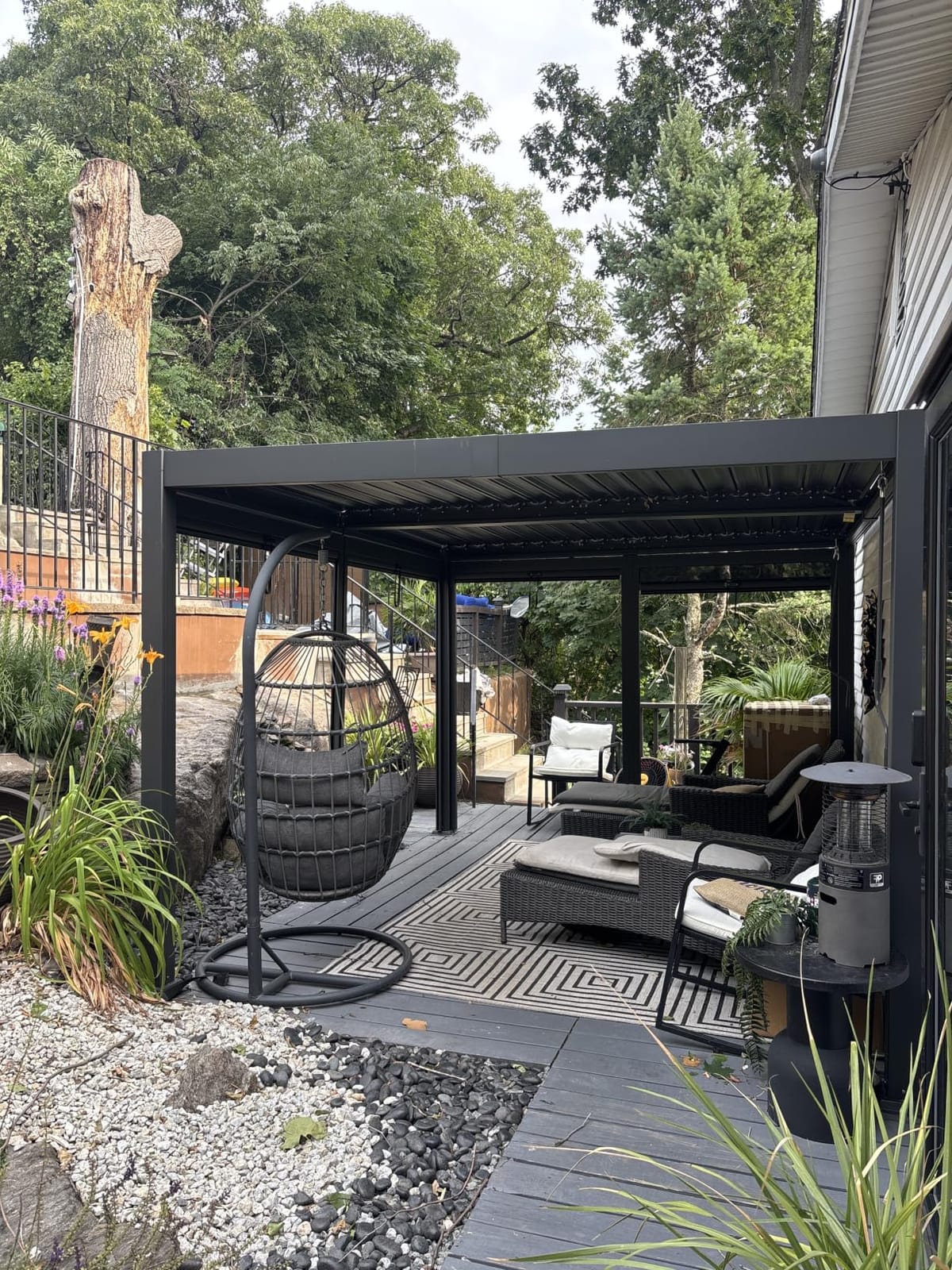 Airwire 10x12 FT Louvered Pergola with Curtains & Netting Gray | Metal Outdoor Pergolas with Adjustable Roof for Deck, Patio, and Backyard customer photo 2