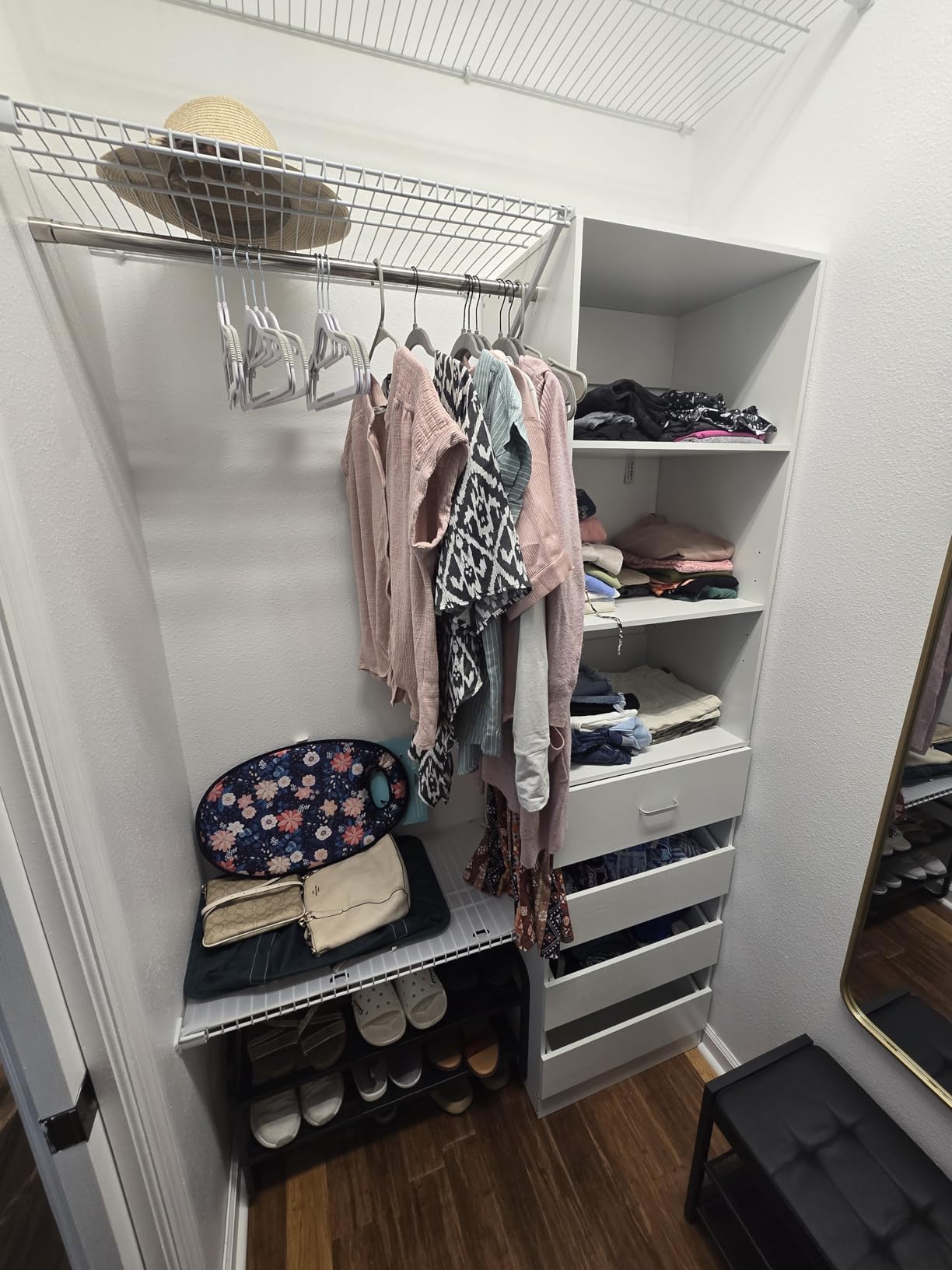 Aheaplus Closet System, 6-15Ft Closet Organizer with 8 Wooden Drawers,White customer photo 2