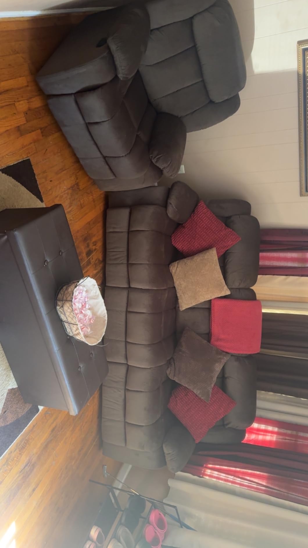 EBELLO Manual Reclining Sofa Set, Classic Recliner Sofa with Overstuffed Arms and Backrest, Includes 2 Recliner Chair and 1 3-Seat Couch, Brown customer photo 2