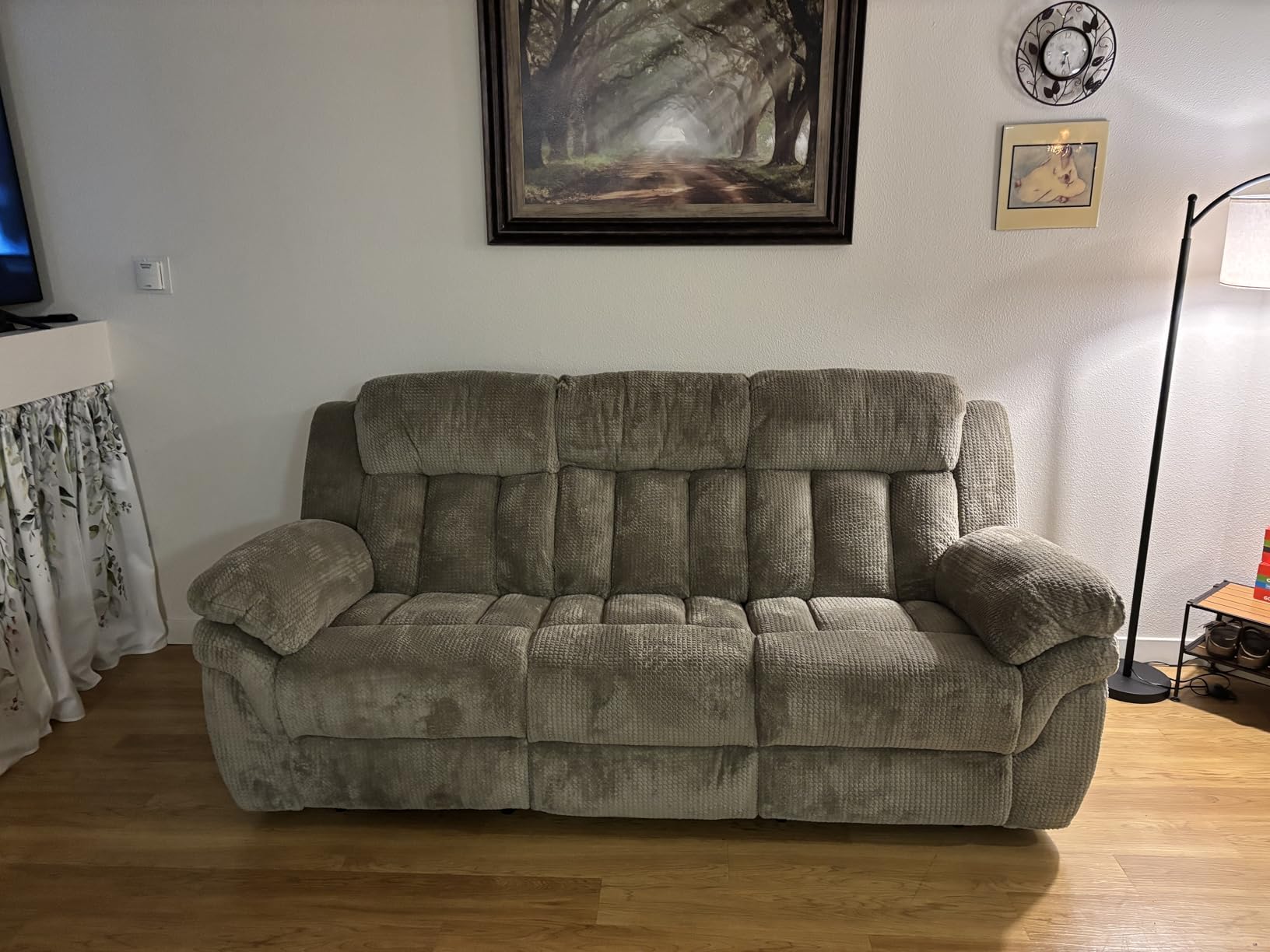 CANMOV Recliner Sofa Set, Manual Recliner Loveseat with Overstuffed Armrest for Living Room,Bedroom Furniture,Office,2 Seat Light Brown customer photo 1