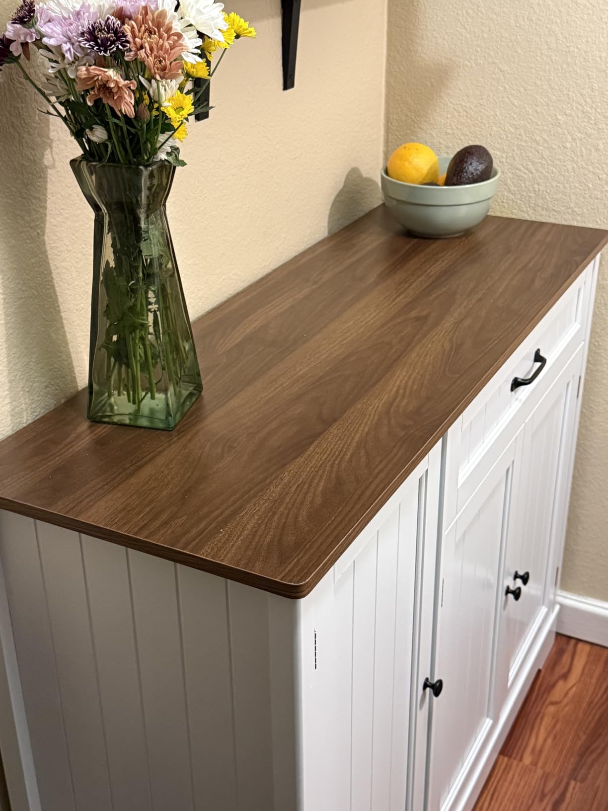 Gizoon Kitchen Coffee Bar Cabinet with Storage, White and Rustic customer photo 2