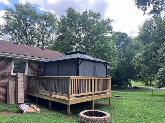 Aoxun Gazebo 10x12 Hardtop Gazebo with Double Galvanized Steel Roof, Gray customer photo 2