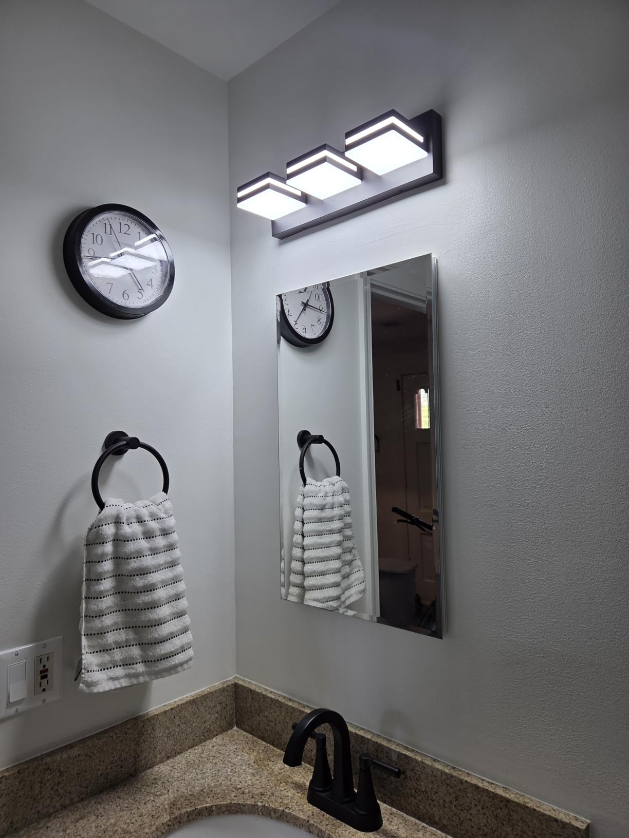 Modern LED Stainless Steel Chrome Acrylic Bathroom Lights Fixtures 3-Light customer photo 2