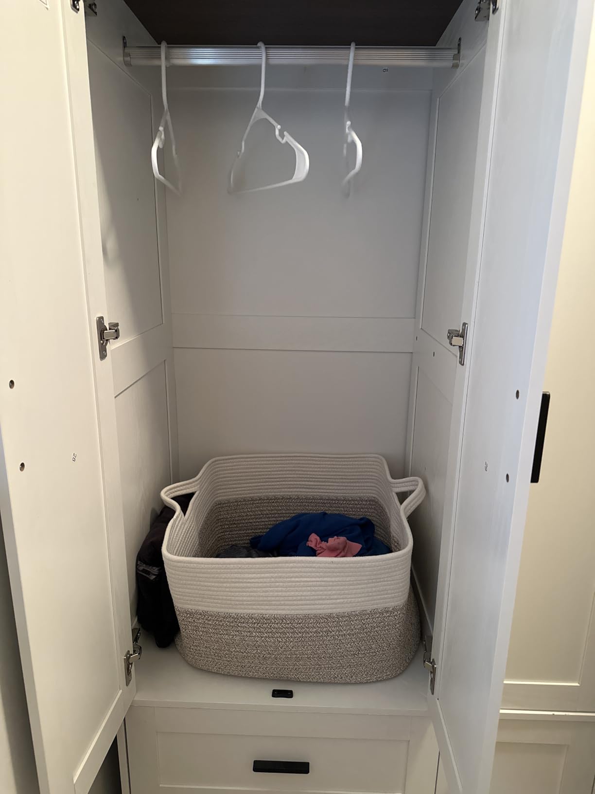 ANCTOR 3-Door Armoire Wardrobe Closet with 2 Drawers and Shelves, White customer photo 1