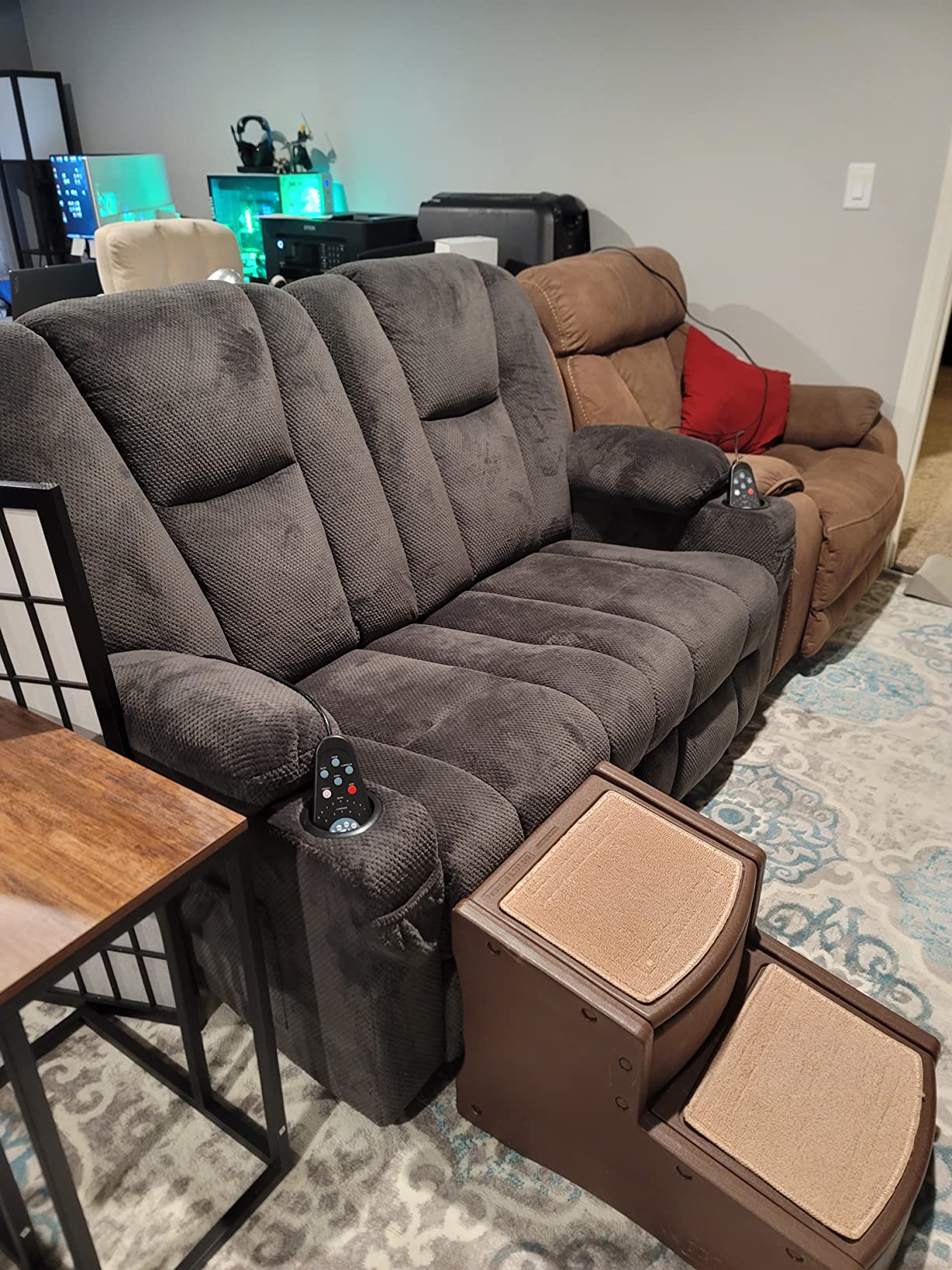 MCombo 57 in Power Reclining Loveseat with Storage Console 6034M1 (Brown) customer photo 2