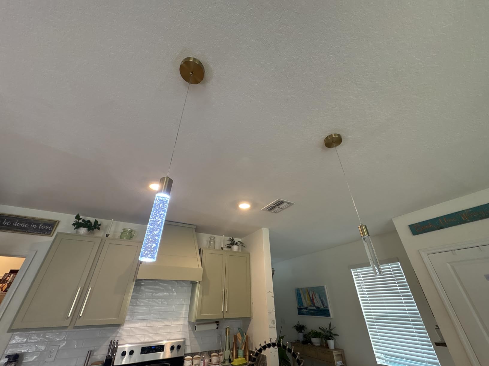 Pendant Lights Kitchen Island, 6500K Modern Kitchen Island Lights Brushed Black, 3 Pack Ceiling Lighting Fixtures with Crystal Bubble, Integrated LED Hanging Light for Dining Room Restaurant customer photo 1