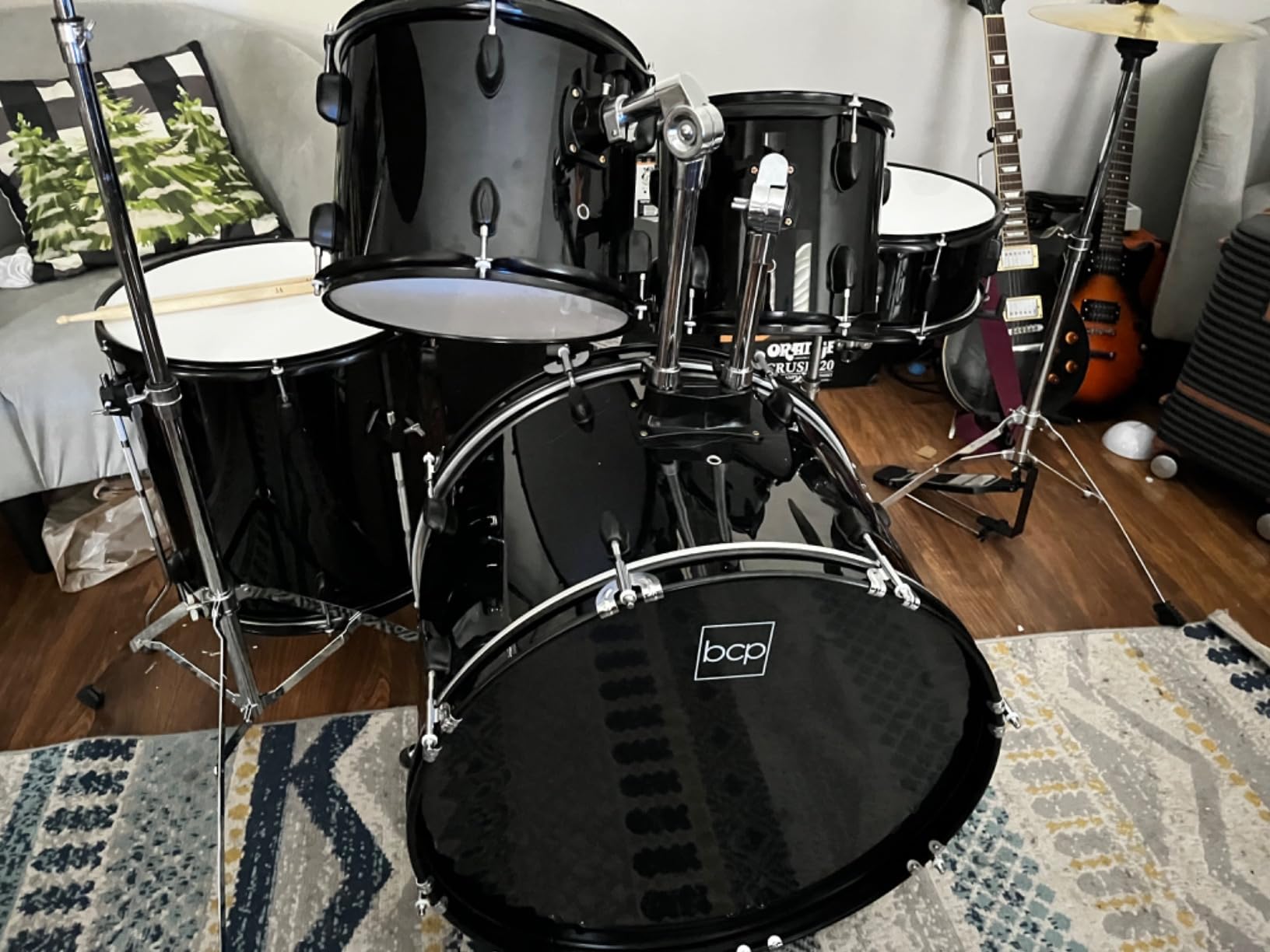 Best Choice Products 5-Piece Full Size Complete Adult Drum Set w/Cymbal Stands, Stool, Drum Pedal, Sticks, Floor Tom - Dark Cherry Sunburst customer photo 1