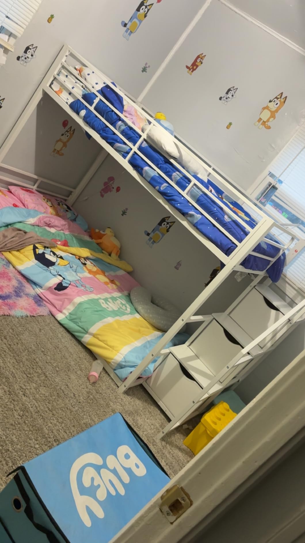 ADORNEVE Low Bunk Bed Twin Over Twin with Storage Staircase, Black customer photo 1