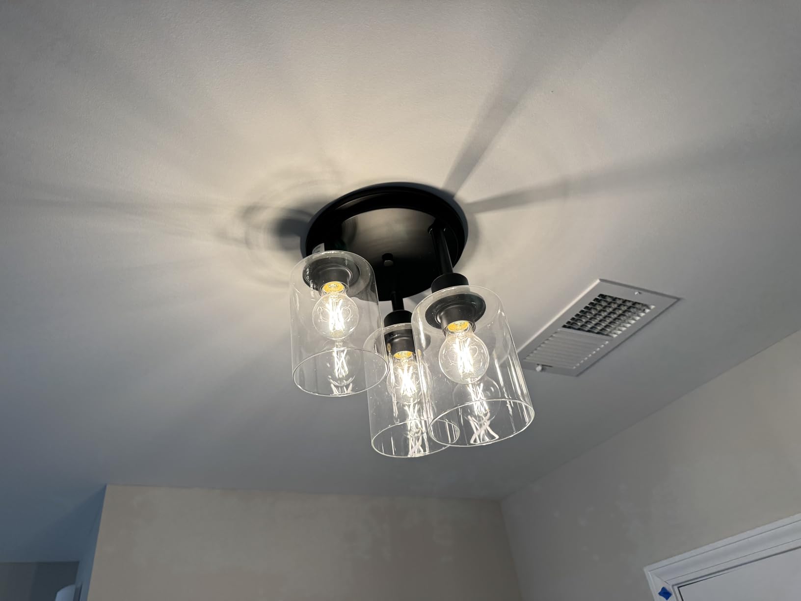 ROTTOGOON Semi Flush Mount Ceiling Light, Close to Ceiling Lights Fixtures, 3 Light Kitchen Ceiling Lights Fixtures with Glass Shades, Hallway Light Fixtures Ceiling Mount for Foyer, 9.9
