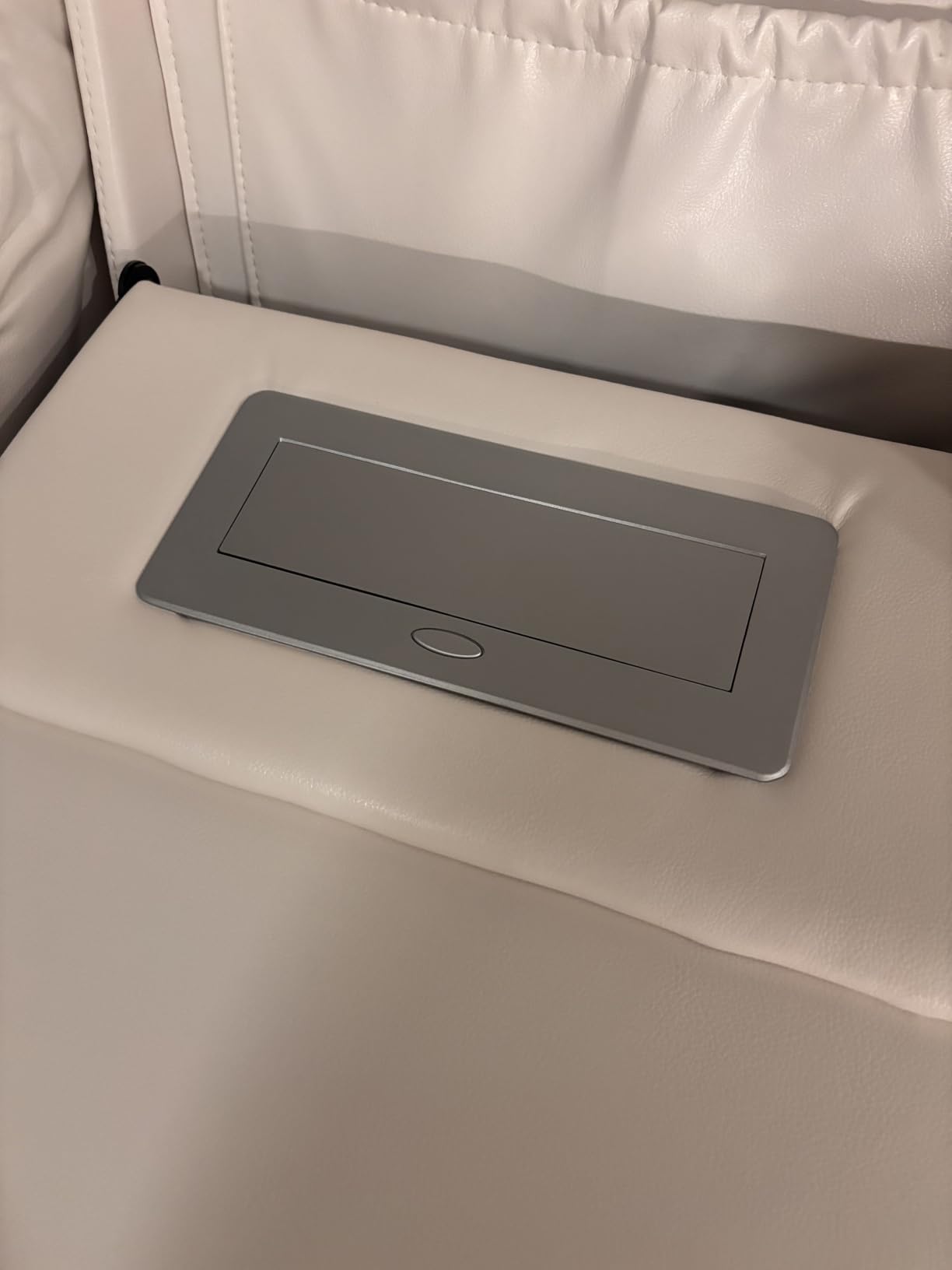 Power Reclining Sofa with Fold Down Table, Breathable Leather Electric Reclining Couch, Power Loveseat Recliner Sofa with Cup Holders/Outlets/USB-C/A Ports for Living Room(Grey, 3 Seat) customer photo 2
