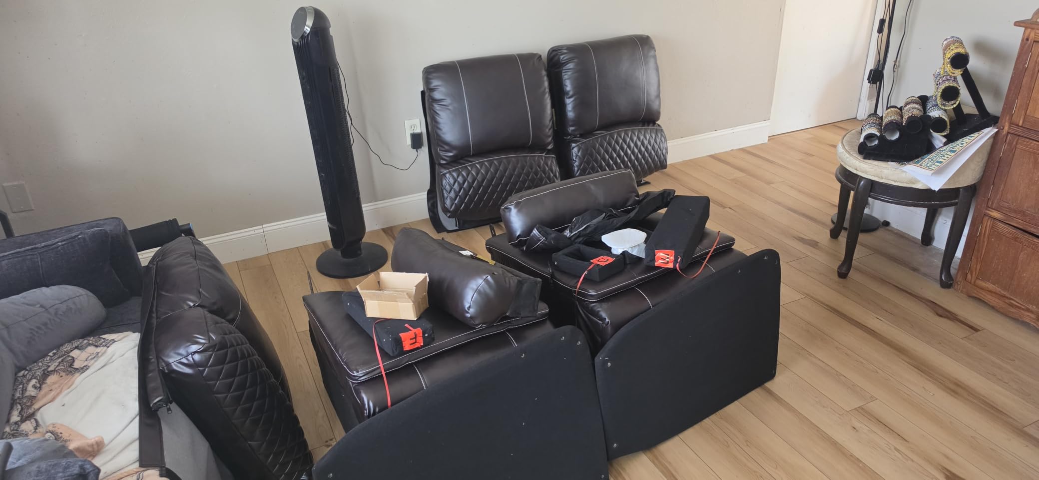 3 Seater Reclining Sofa, Recliner Sofa with Liftable Console (Velvet,Grey) customer photo 2