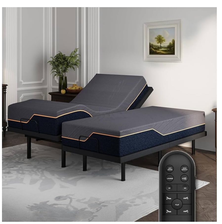 Dyonery Split King Adjustable Bed Frame + 14 Inch Memory Foam Mattress customer photo 2