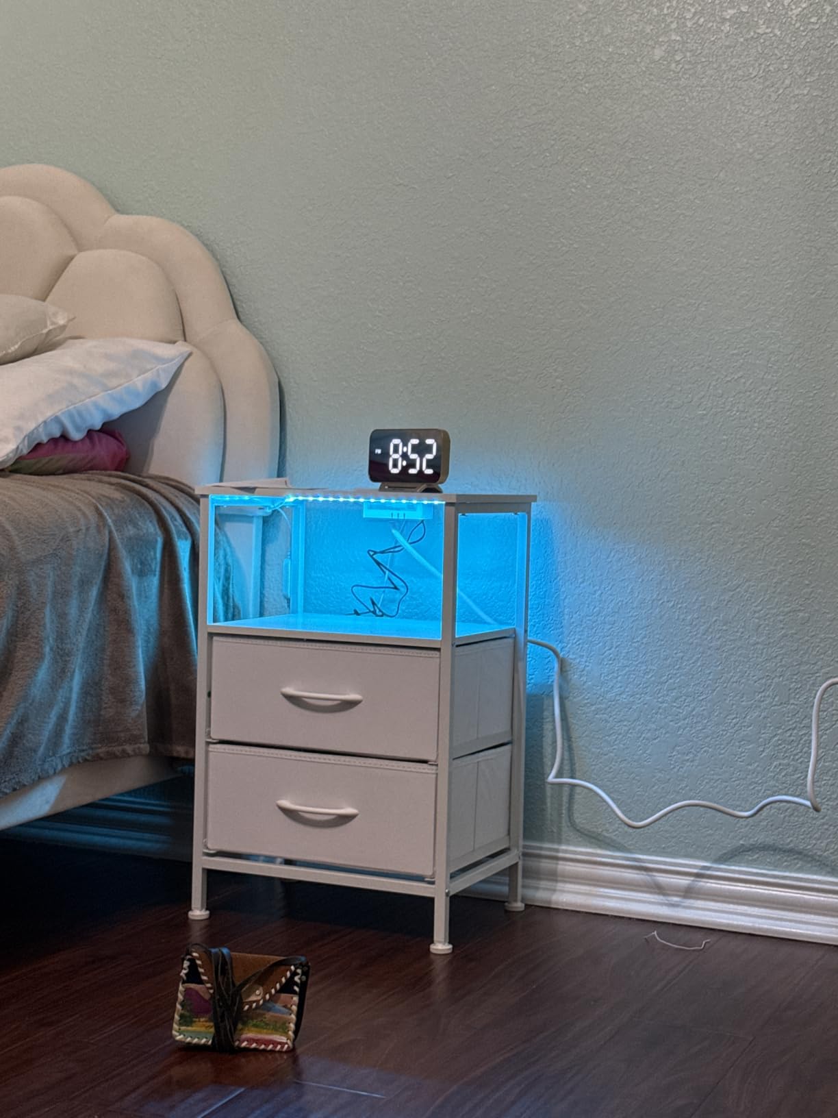 SONGMICS Nightstand with Charging Station, 2 Fabric Drawers customer photo 1