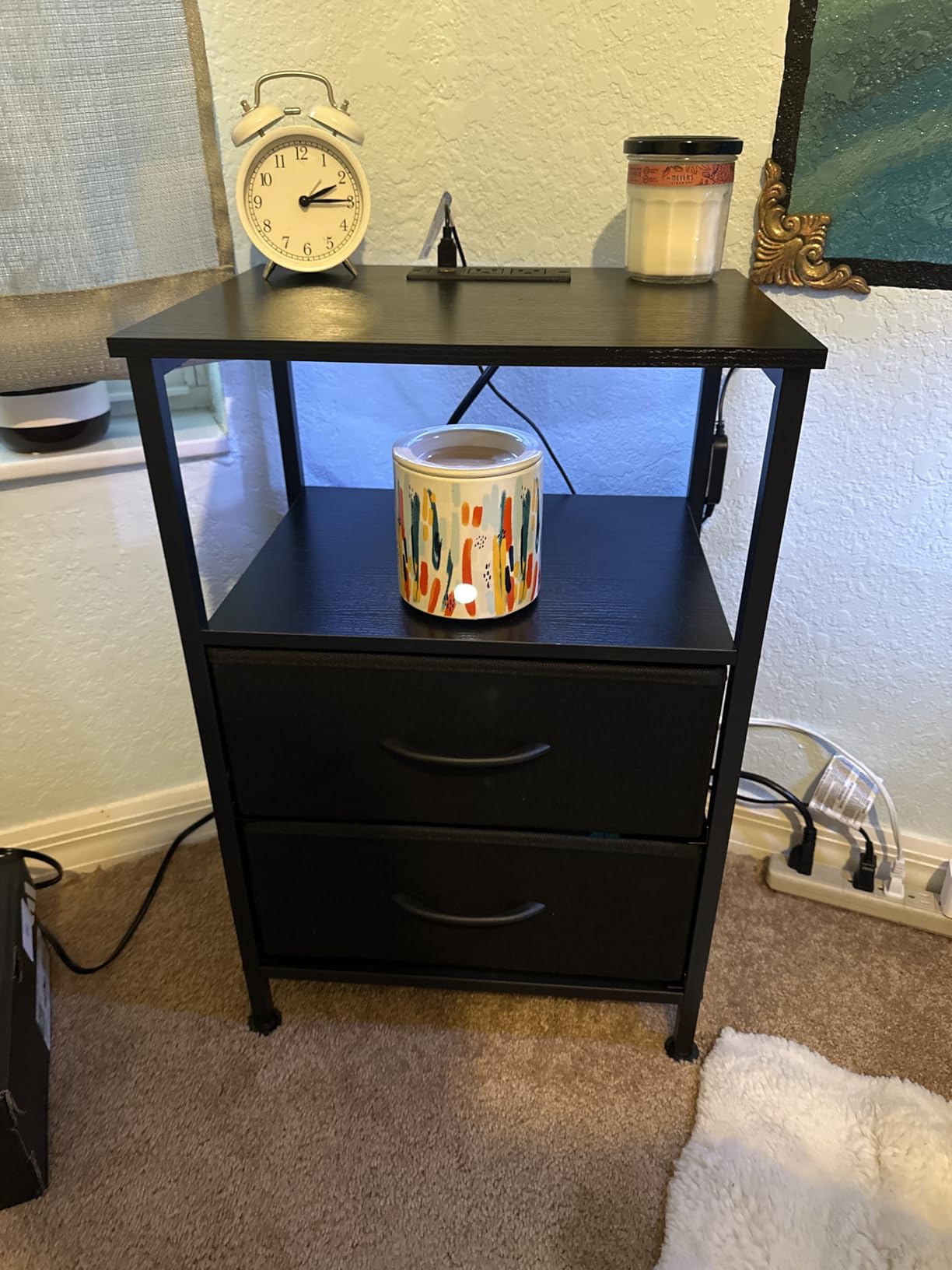SONGMICS Nightstand with Charging Station, 2 Fabric Drawers customer photo 2