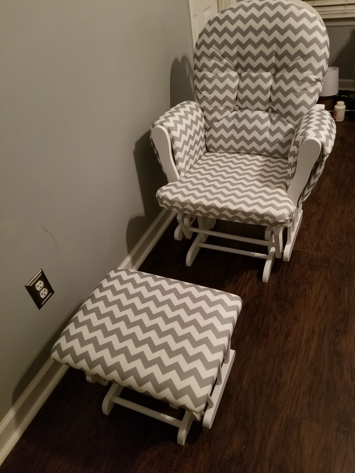 Costzon Nursery Glider with Ottoman, Upholstered Comfort Glider Rocker with Padded Cushion, Storage Pocket, Solid Wood Base, Rocking Chair Nursery for Breastfeeding, Napping (Natural) customer photo 2