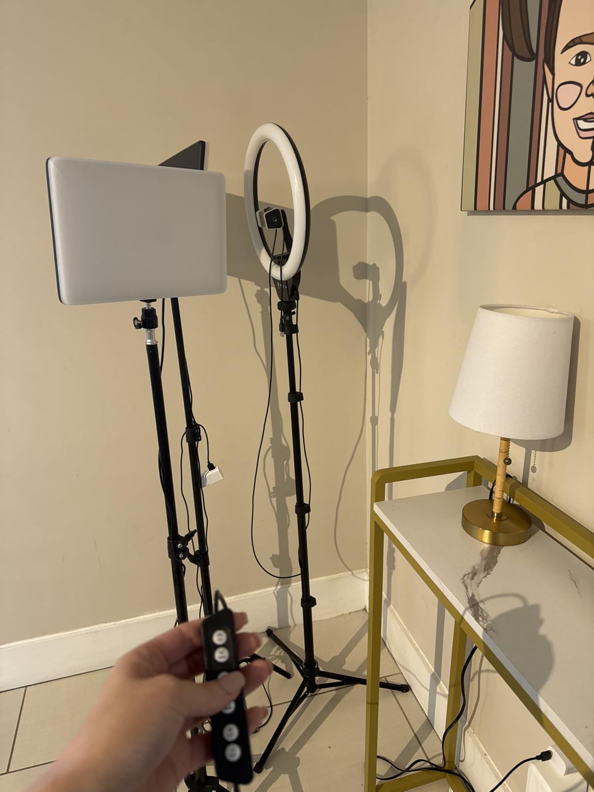 2 Pack LED Video Light with Barndoor, 30W Photography Lighting with Tripod Stand, 3000Lux CRI 98+ 2500K-8500K Studio Light Podcast Lighting for Video Recording, Game Live Streaming, Vlogging customer photo 1
