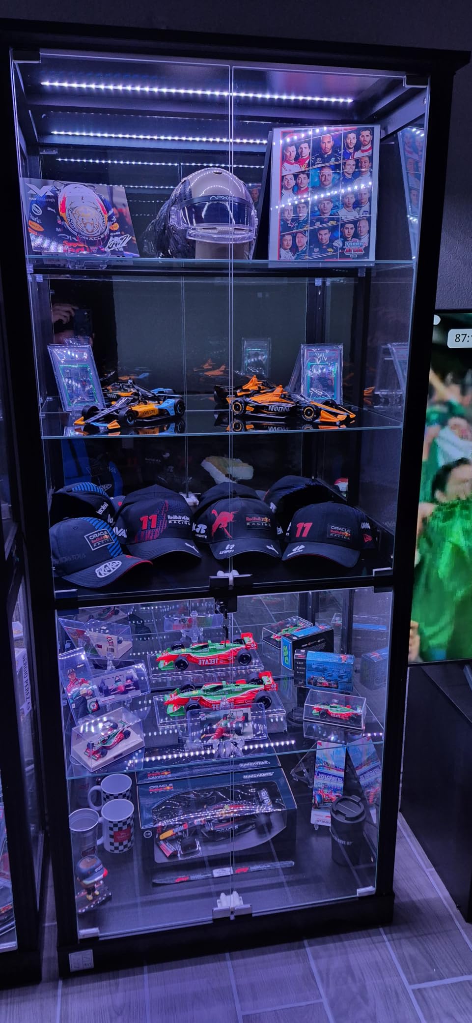 Dystler Display Cabinet with Glass Doors, RGB Lights for Collectibles customer photo 2