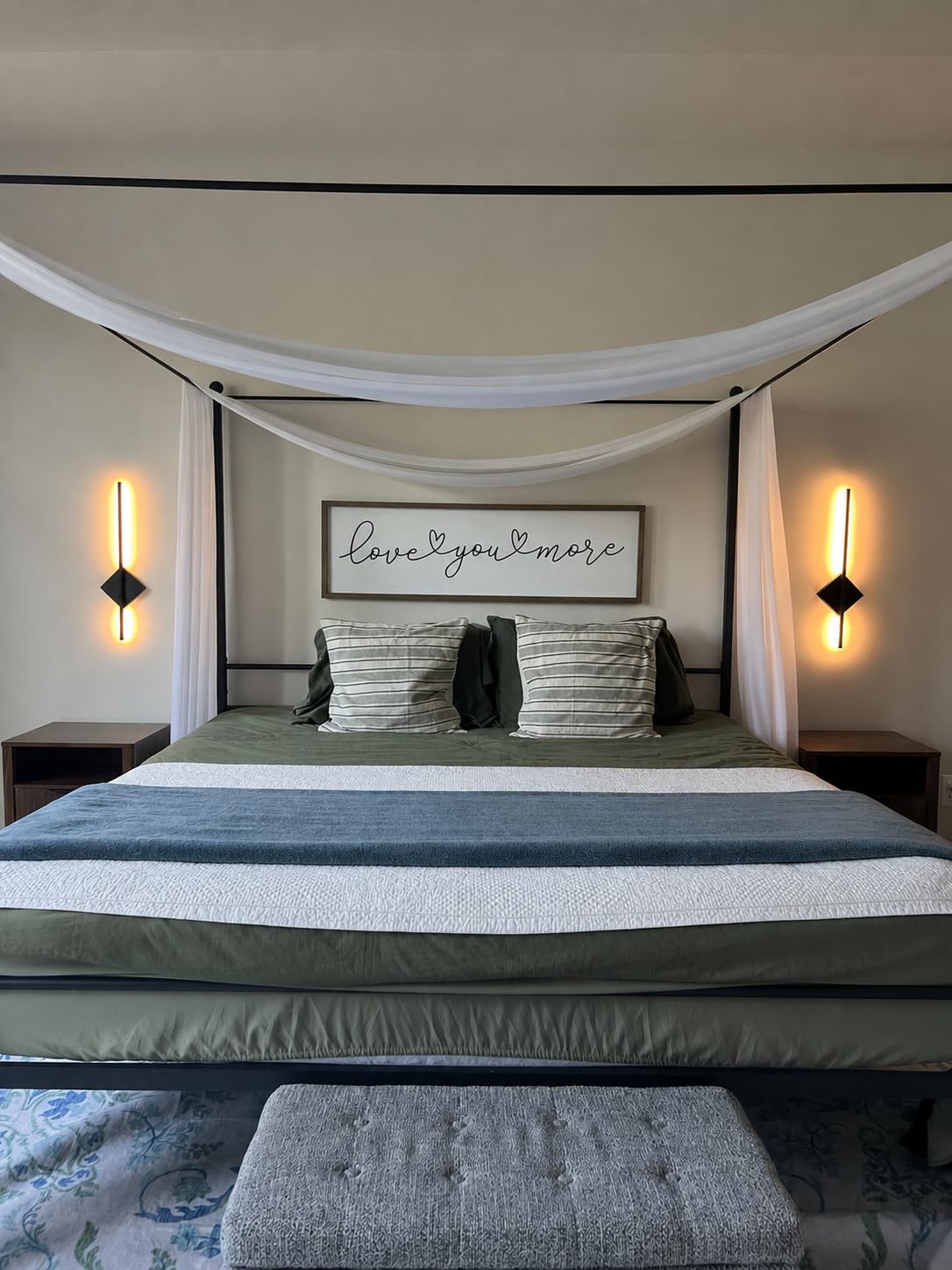Lutown-Teen Canopy Bed Frame Queen, Four Poster Metal Frame, Black customer photo 1