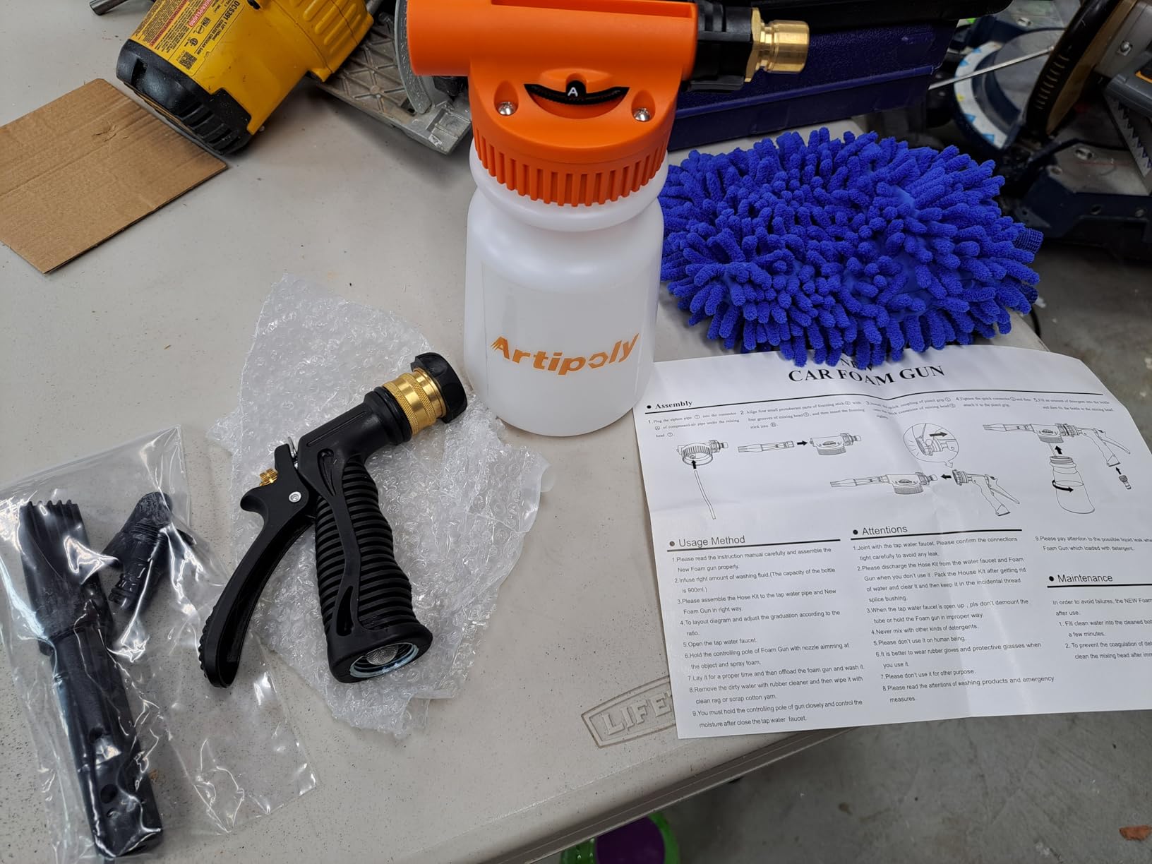ARTIPOLY Car Wash Foam Gun + Microfiber Wash Mitt - Car Foam Sprayer - Foam Cannon for Hose - Spray Foam Gun Cleaner - Snow Foam Blaster for Cars, Boats, RVs, Foam Cannon Connects to Any Garden Hose customer photo 2