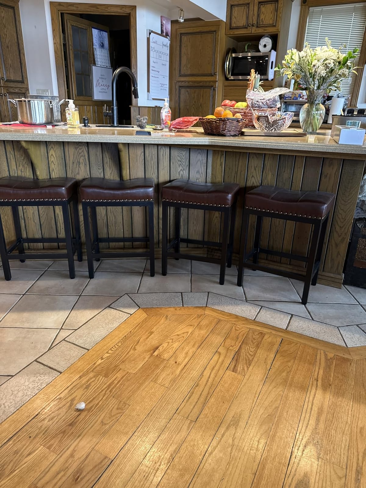 DUMOS 24 Inch Counter Height Bar Stools Set of 4, Kitchen Island, Brown customer photo 2