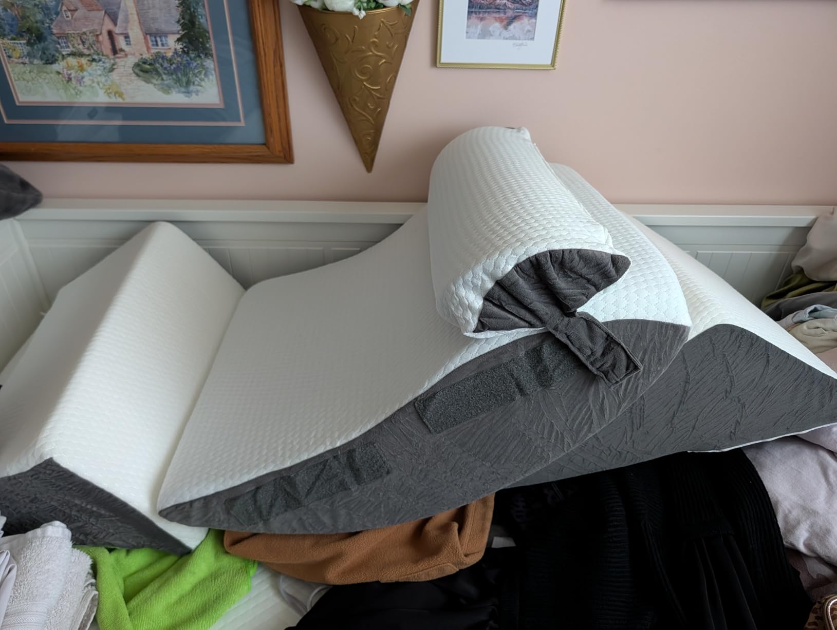4PCS Wedge Pillow Set for After Surgery, White/Grey customer photo 1