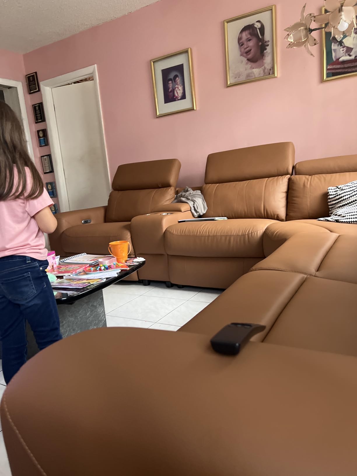 Power Reclining Sectional, Sectional Recliner, Leather Reclining Sectional customer photo 1