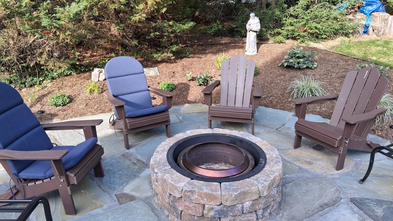 KINGYES Folding Adirondack Chair Set of 2 with Cup Holder, Navy | HDPE All-Weather Patio Chairs, Wooden Textured Lawn Chair for Poolside, Backyard, Deck, Fire Pit customer photo 1