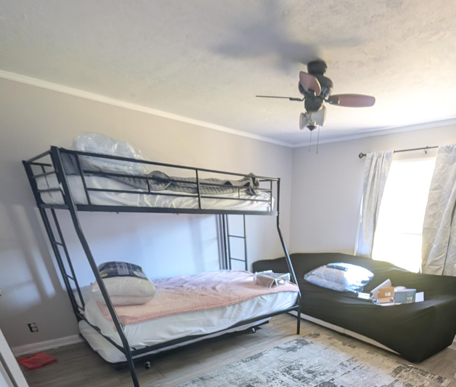 Shintenchi Bunk Bed Twin Over Full Size with Trundle, Heavy-Duty Twin&Full Frame with Full-Length Guardrail and Two Ladders, Triple for Kids, Teens and Adults, Space-Saving, White customer photo 1