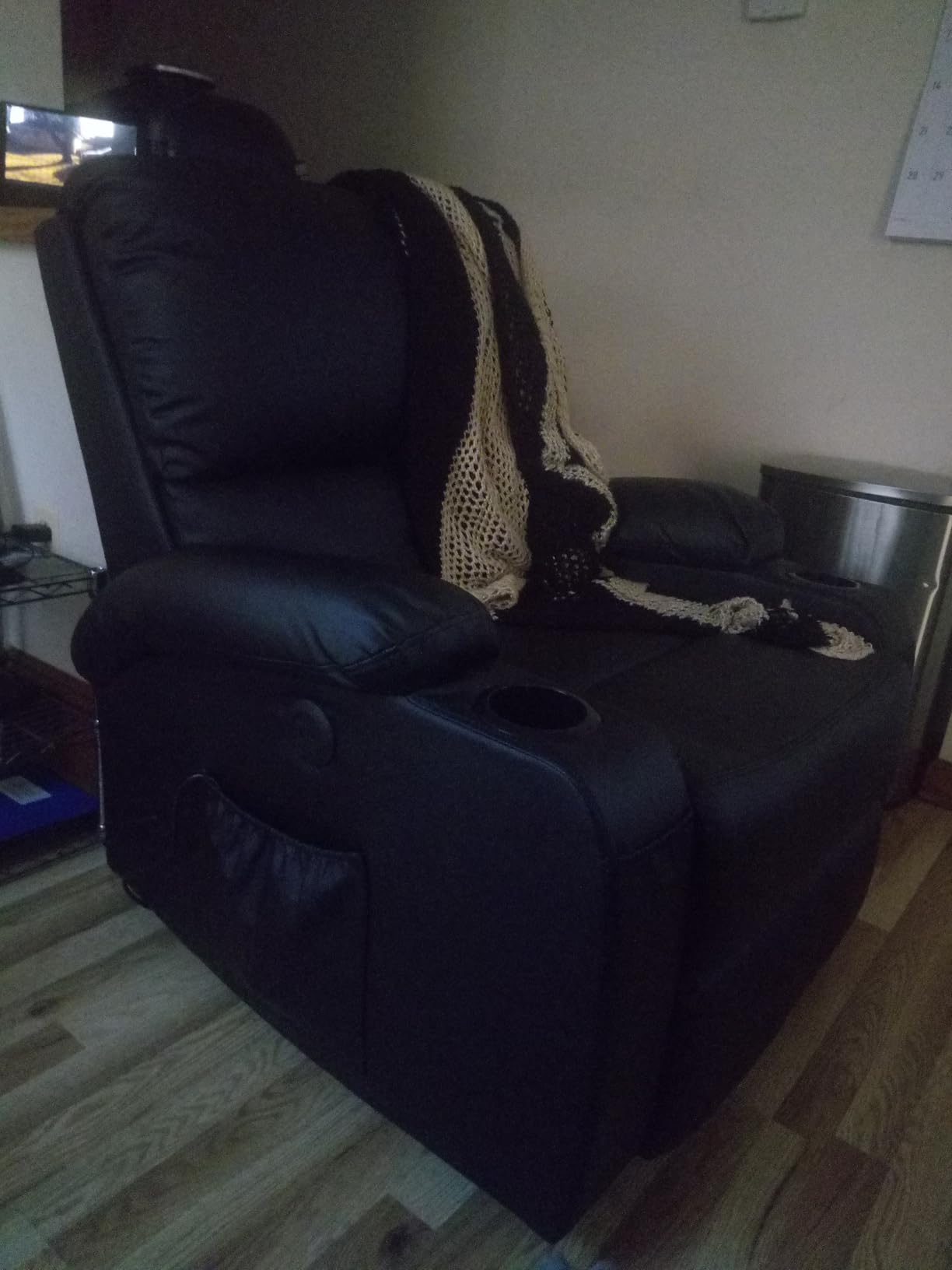 LAFWELL Rocking Recliner Chair, Massage Rocker Recliner Chair with Vibration Massage and Heat, USB and Type-C Ports,360° Swivel Faux Leather Chairs, Living Room, Bedroom, Nursery, RV, Dark Grey customer photo 1