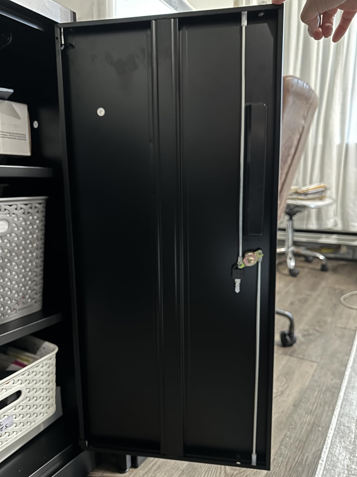 INTERGRAET Metal Storage Cabinet with Adjustable Shelves, Garage Storage Cabinets with Doors and Shelves, File Cabinets for Home Office, Kitchen Pantry Cabinet, 72''H, Black Red customer photo 2