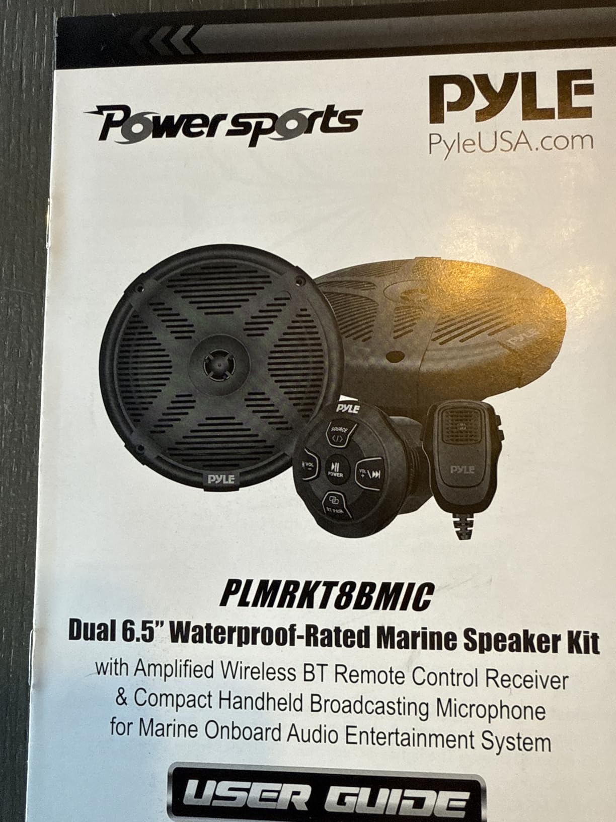 Pyle Dual 6.5” Waterproof Marine Audio Kit with Bluetooth Amplified Receiver & Handheld Microphone, Complete Onboard Sound System with 6.5 Marine Speakers for Boats and Watercraft (White) customer photo 1