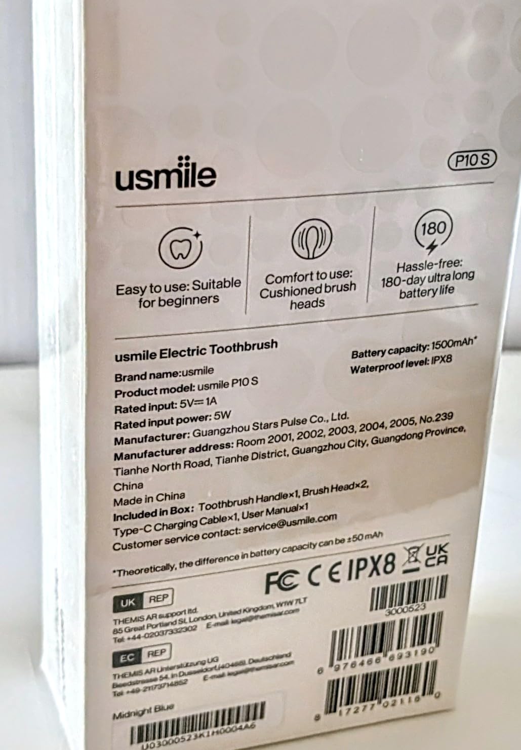 usmile P10S Sonic Electric Toothbrush, 180-Day Battery, Blue customer photo 2