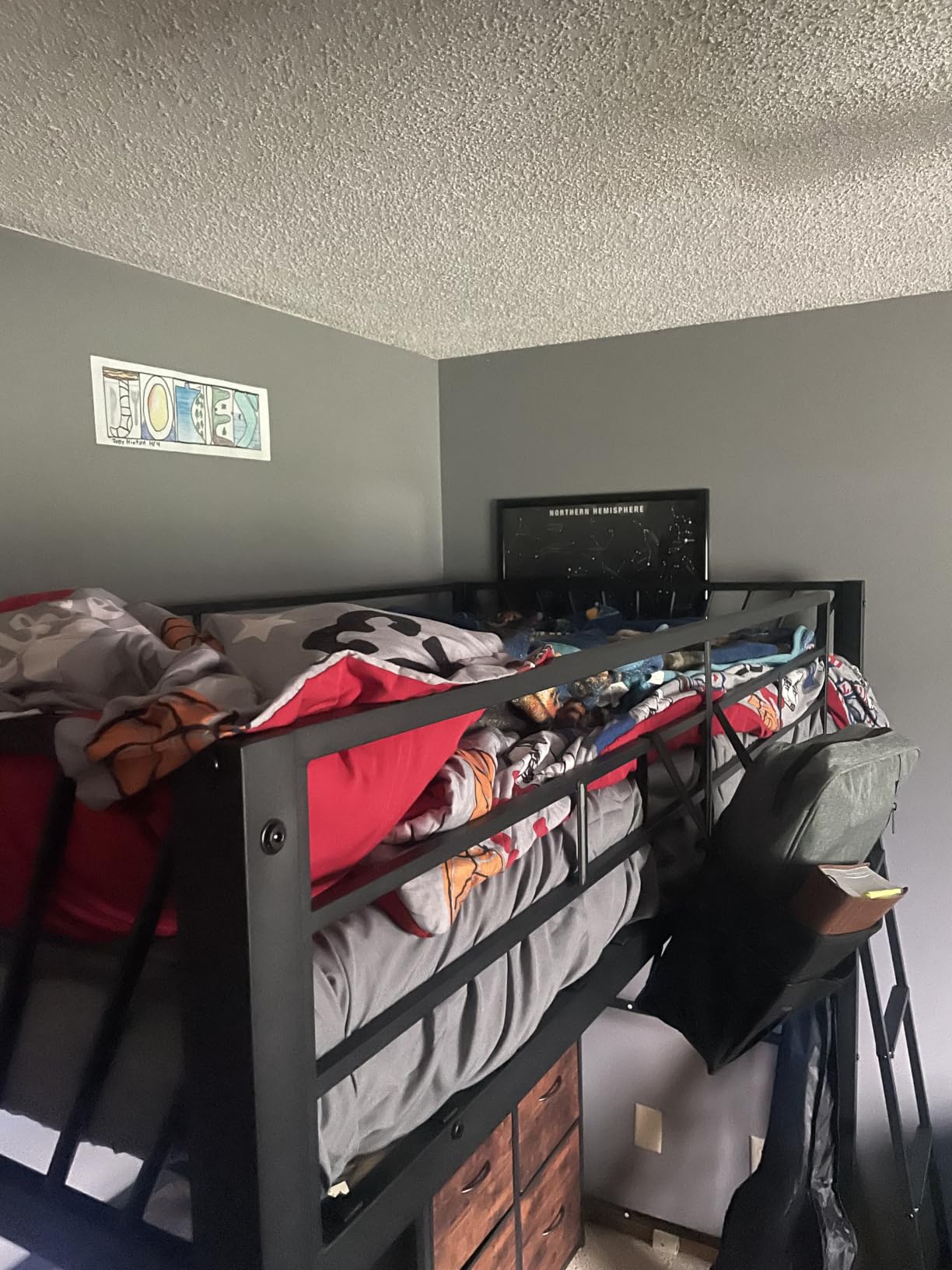 Decofy White Twin Loft Bed with Desk and 6 Storage Drawers, Metal Twin Size Loft Beds with Charging Station, RGB LED Lights, and Pegboard & Hanging Rod for Kids, Teenager (White) customer photo 1