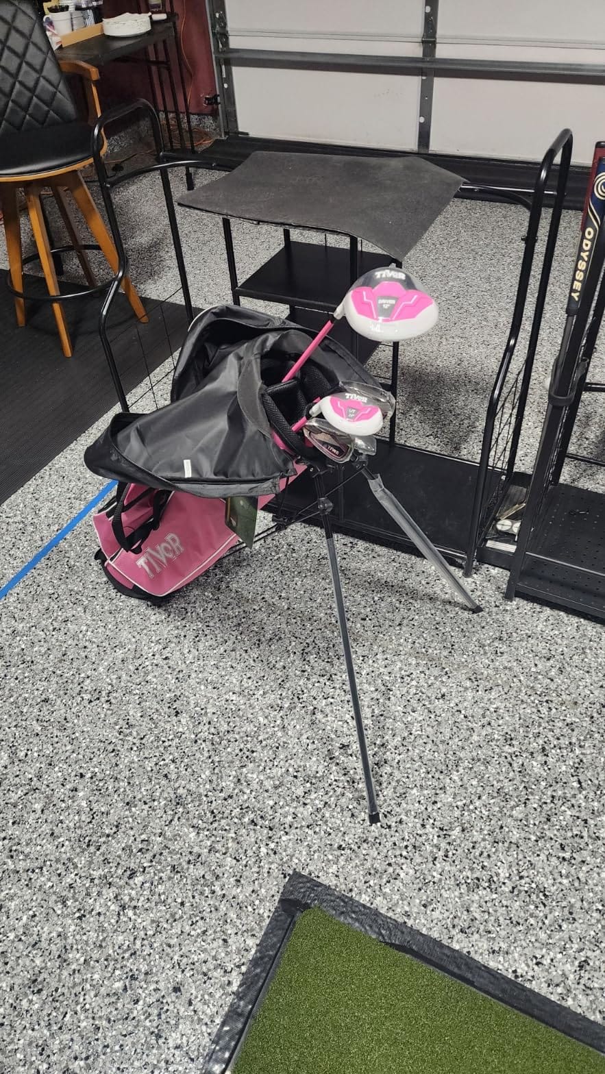 Golf Clubs Set 7-Piece Complete Set with Driver Hybrid 7 Iron 9 Iron Sand Wedge Putter Stand Bag for Women Men Right Left Handed - Beginner Golf Sets Pink Gray customer photo 2