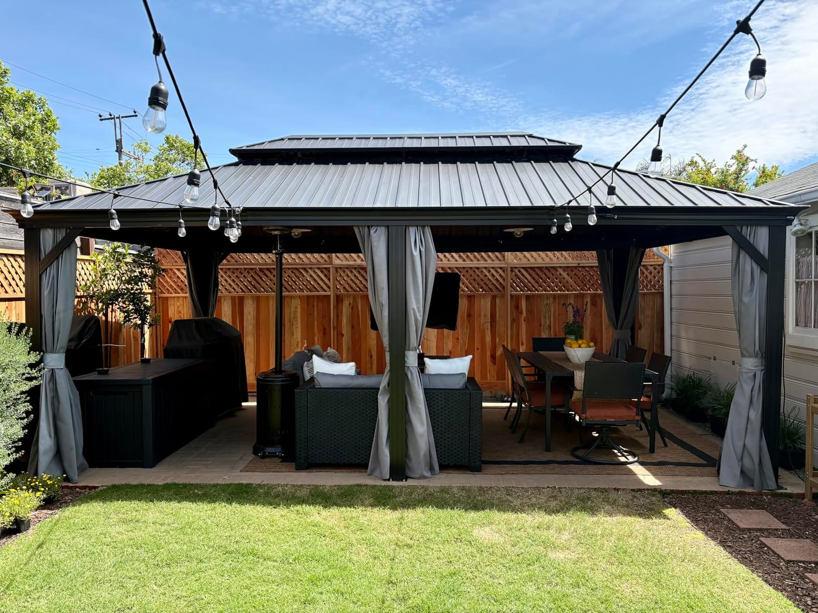 YITAHOME 10X12FT Hard Top Gazebo Aluminum Frame Patios Double Roof Canopy | Garden Metal Gazebo Tent Curtains Netting for Patios Backyards Decks Lawns, Gray customer photo 1