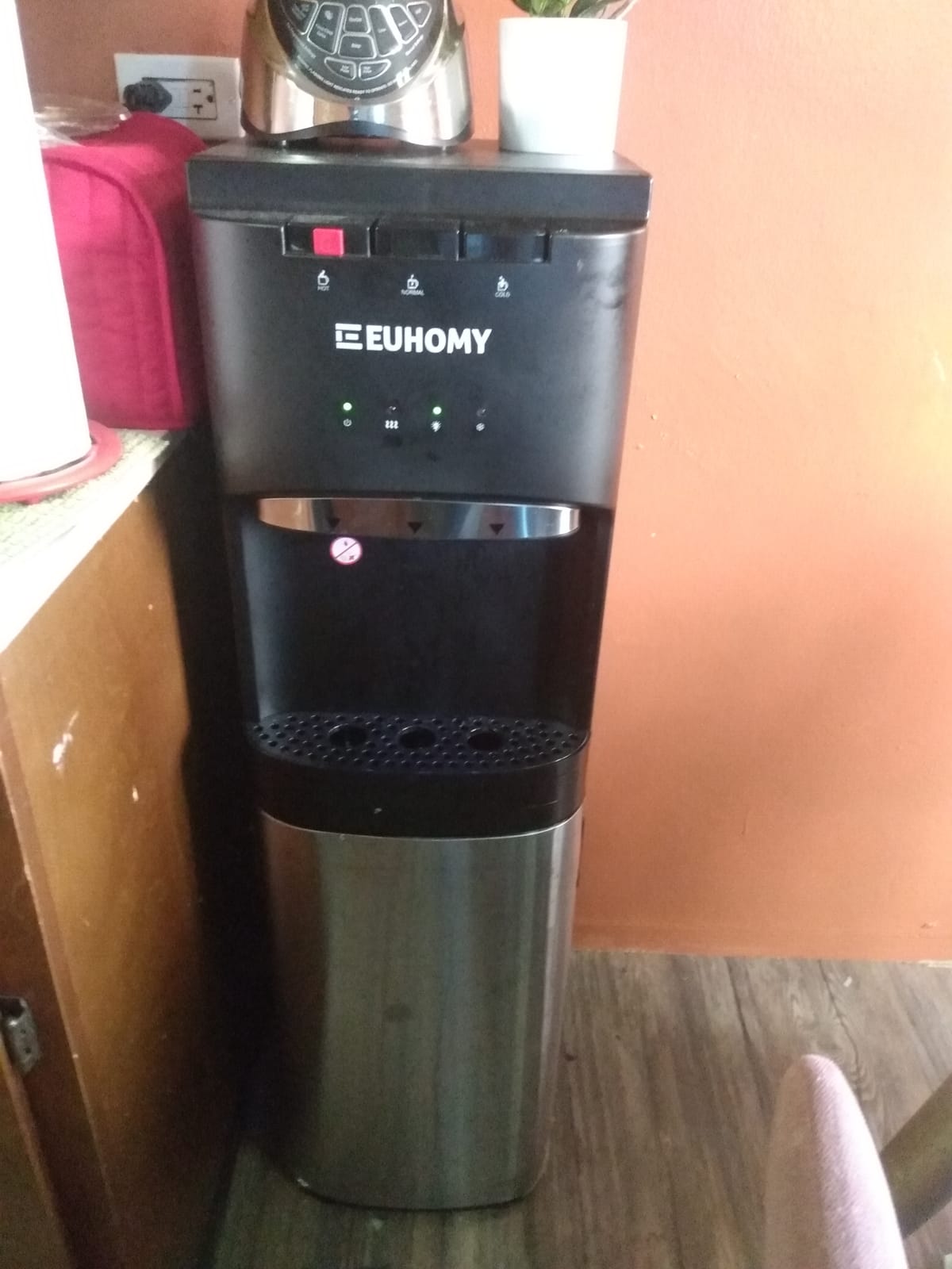 Euhomy Self-Cleaning Bottom-Loading Water Dispenser, Compatible with 5 Gallon Bottles - 3 Temperature Settings with Hot, Room & Cold Water Outlets, Childproof Lock, Night Light & LED Display,Black customer photo 1
